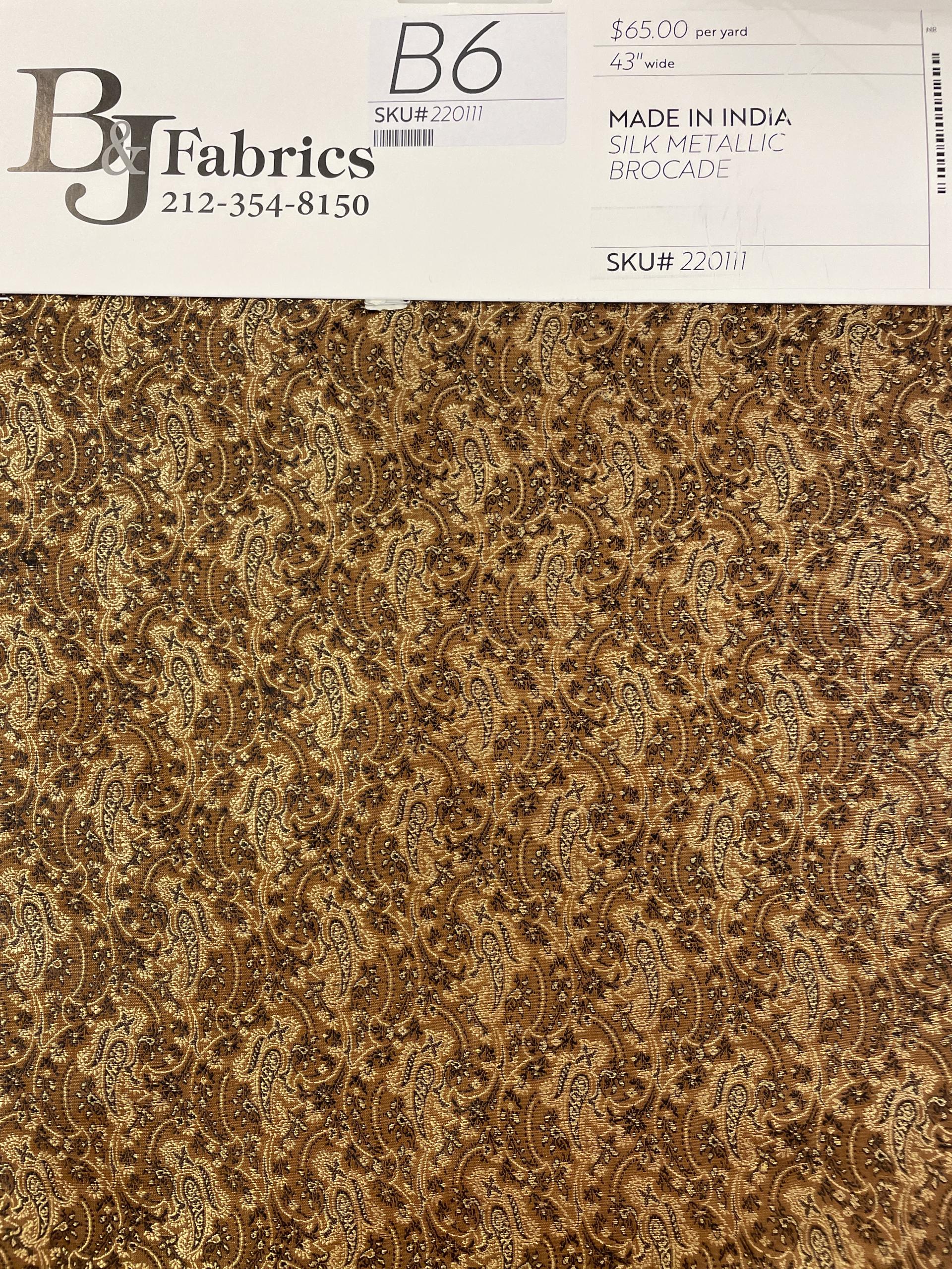 Made in India Silk Metallic Brocade Paisley in Chestnut/Gold