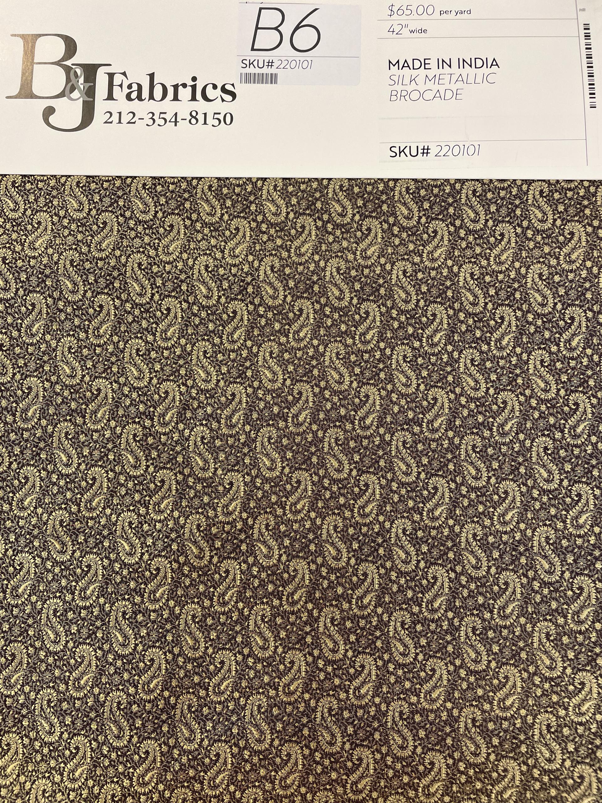 Made in India Silk Metallic Brocade Paisley in Brown/Gold