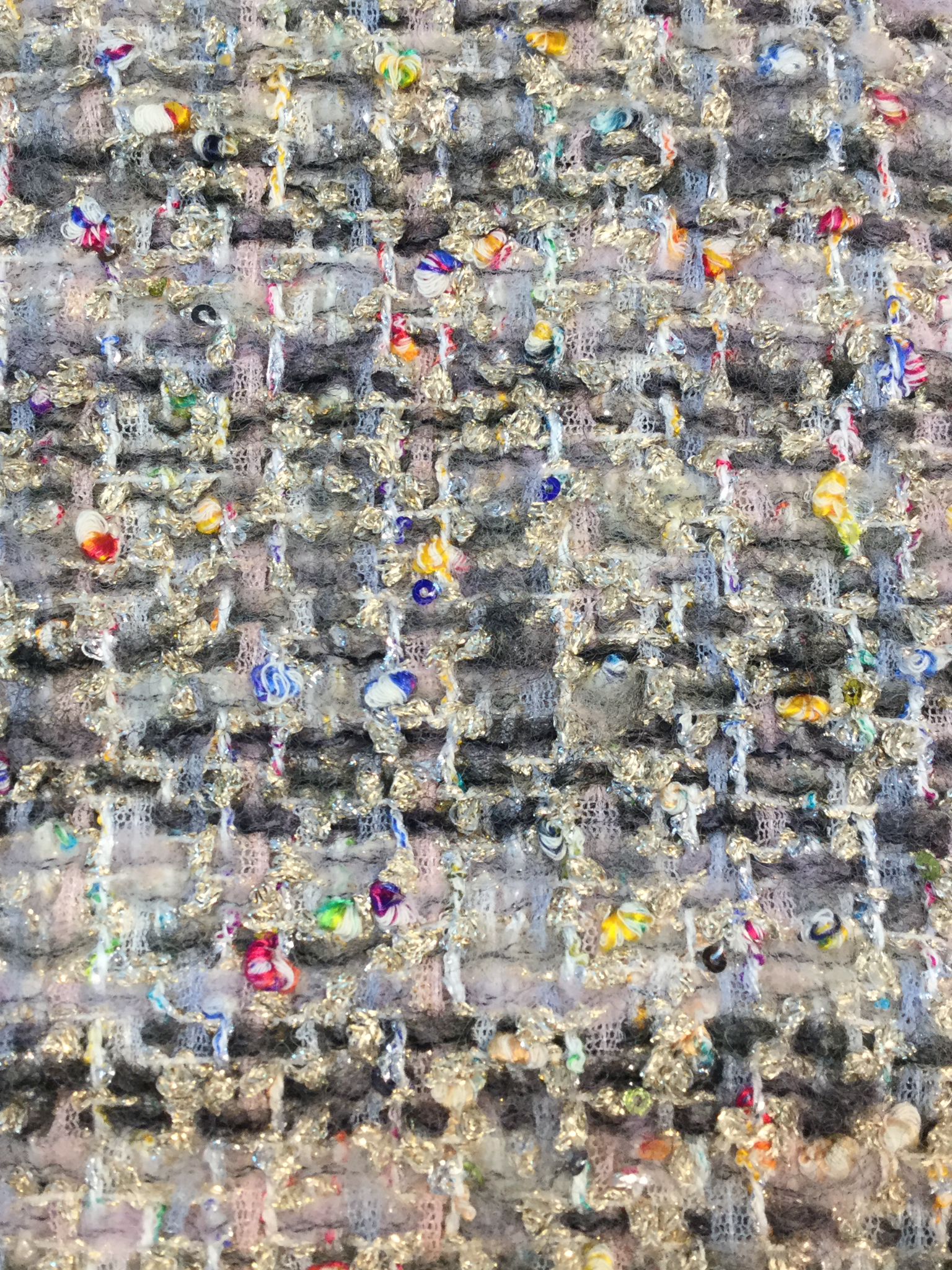 Italian Wool Mohair Metallic Couture Tweed in Lavender Grey Multi