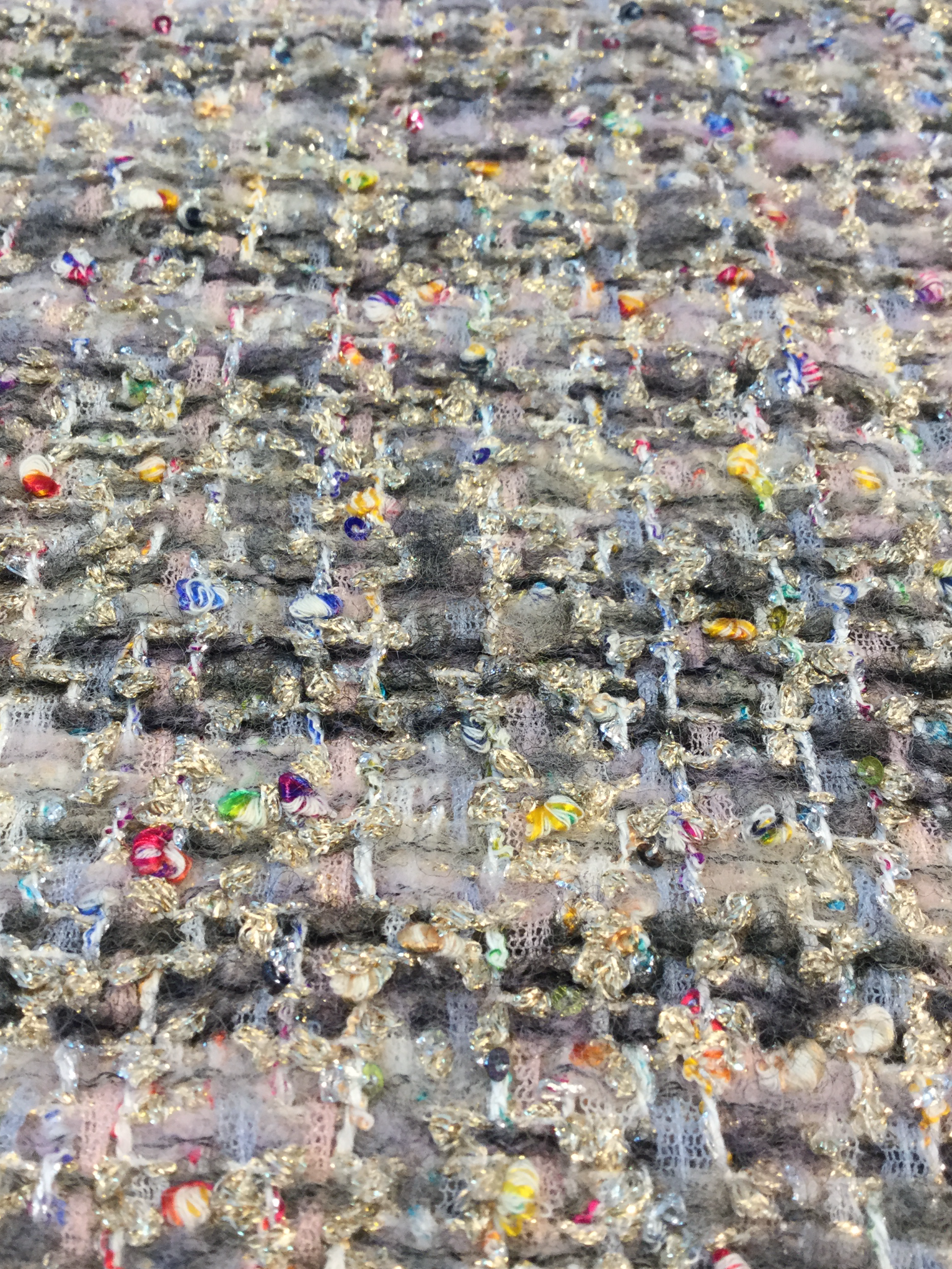 Italian Wool Mohair Metallic Couture Tweed in Lavender Grey Multi