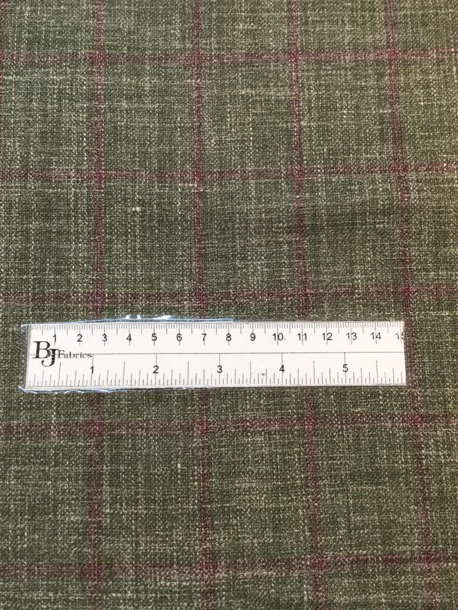 Italian Wool Silk Linen Windowpane in Dusty Sage
