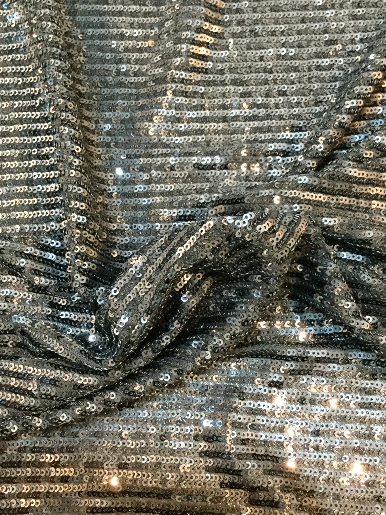 Matte and Shiny Mini Sequins on Stretch Tulle in Black