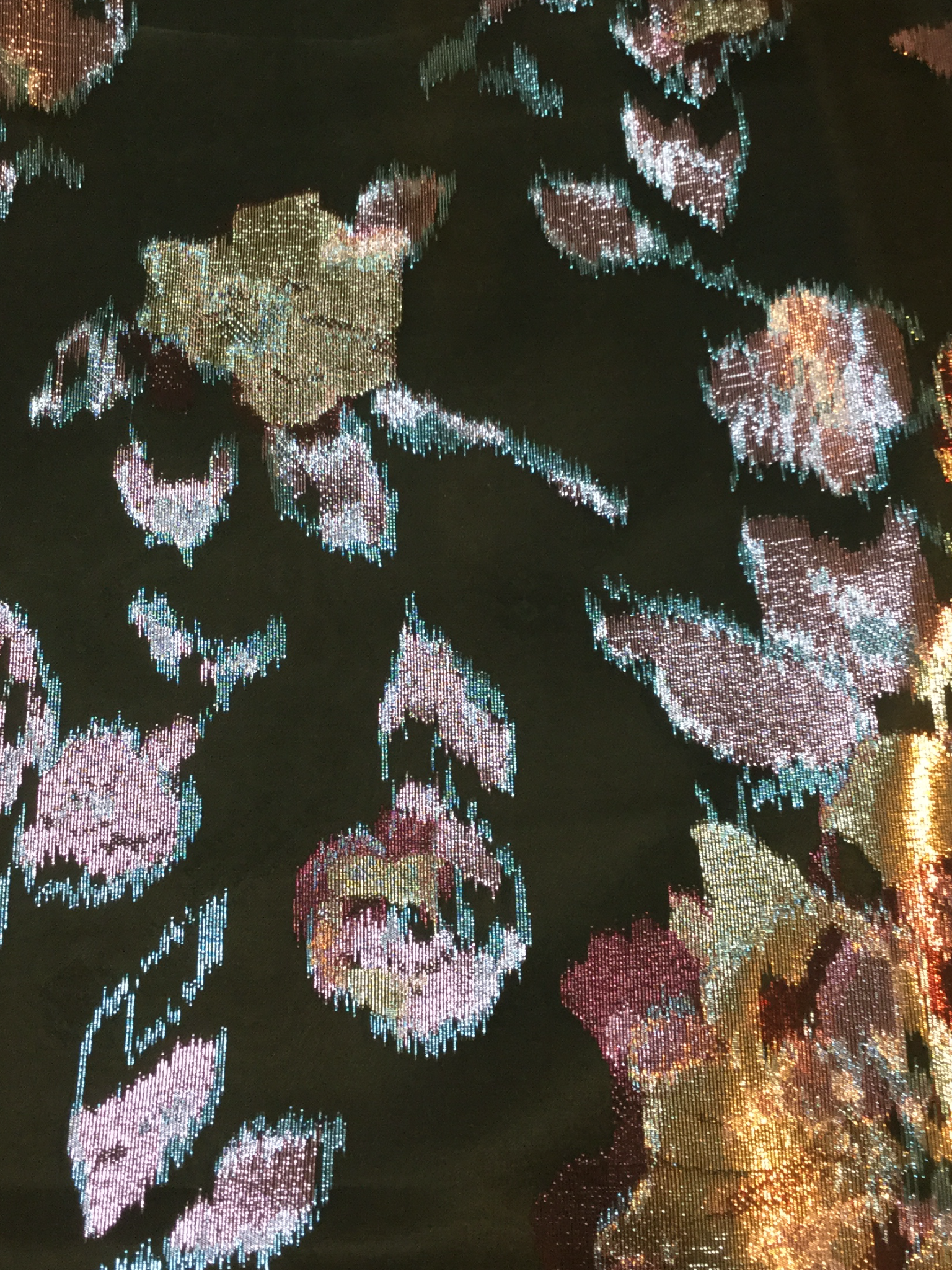 Metallic Fil Coupé Organza with Floral Motifs