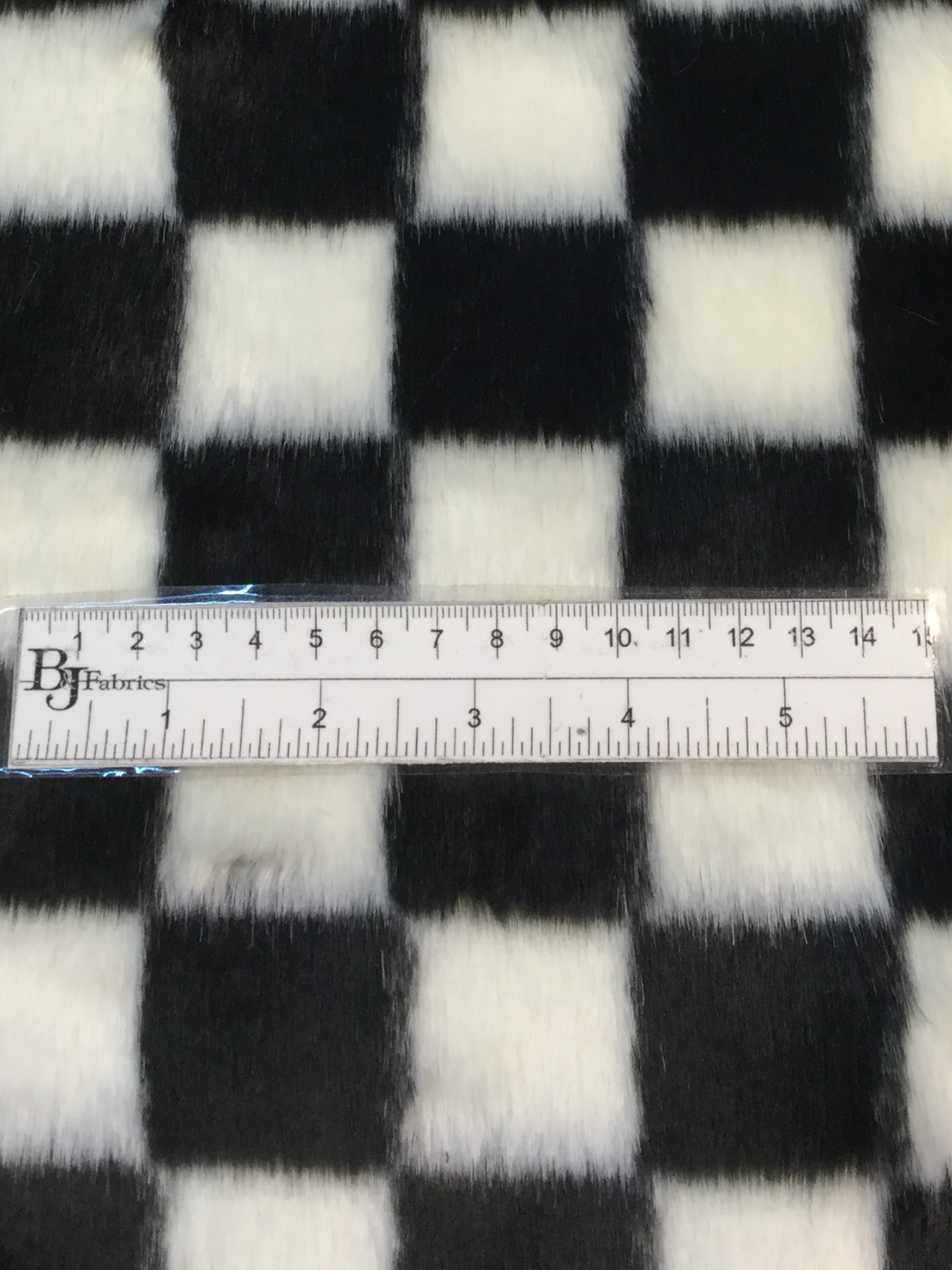 Faux Fur in Black and White Checkerboard Pattern