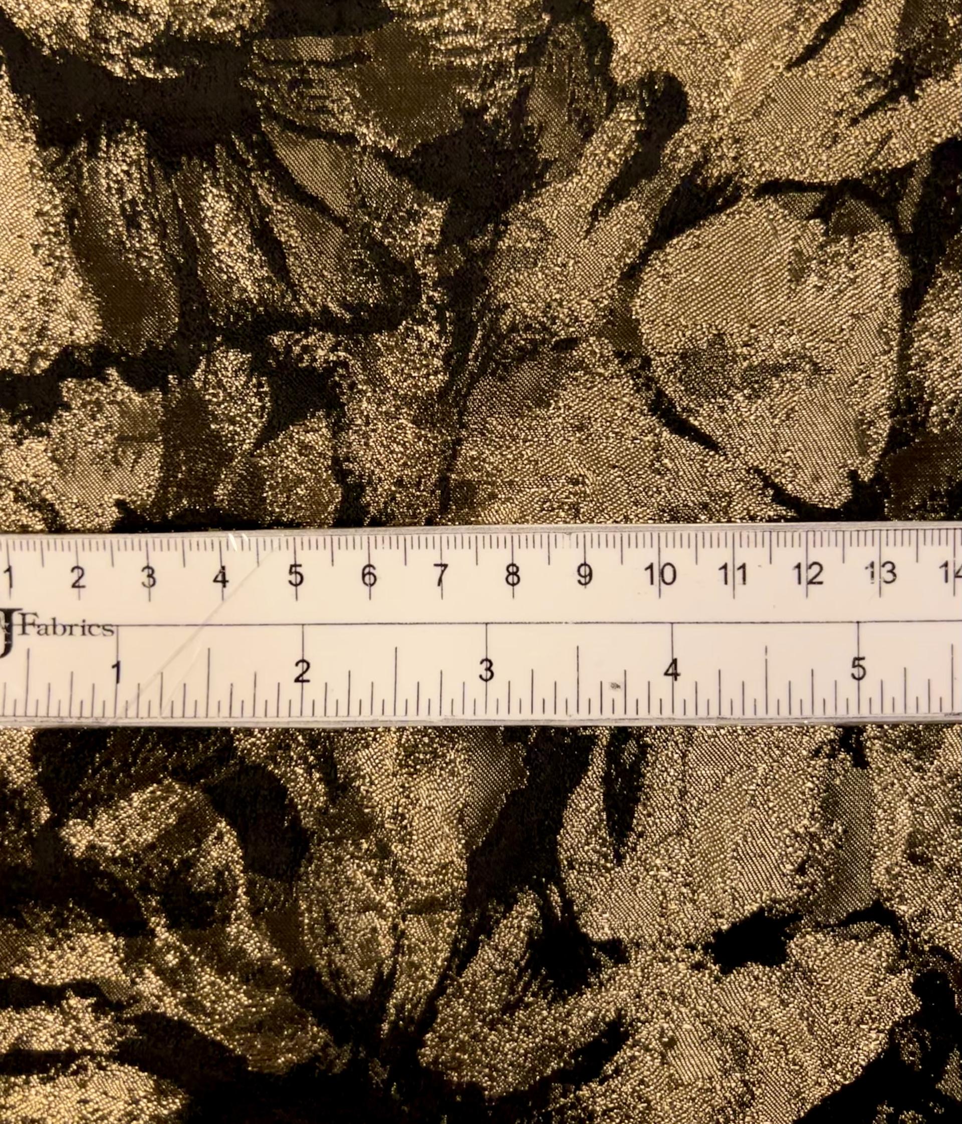 Polyester Jacquard Brocade in Gold/Black