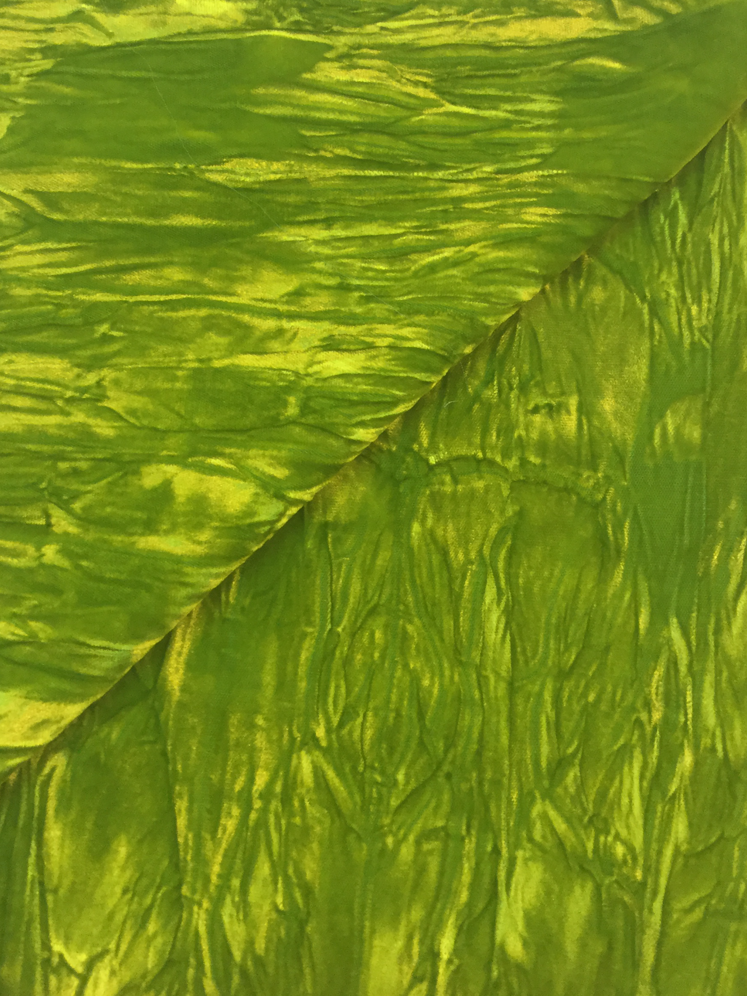 Iridescent Crushed Rayon Velvet in Citron/Laurel