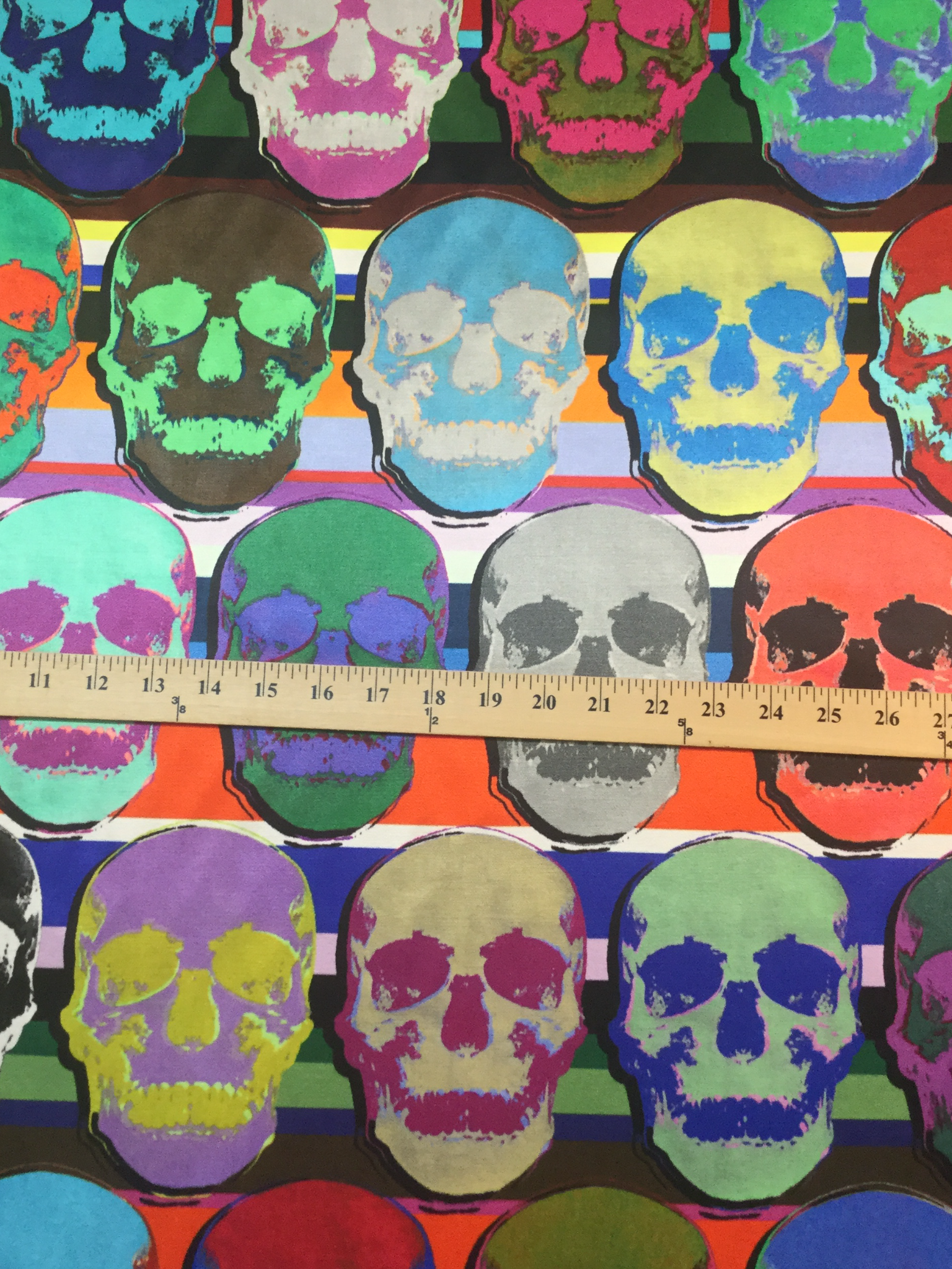 Fused Acetate Satin Print with Skulls