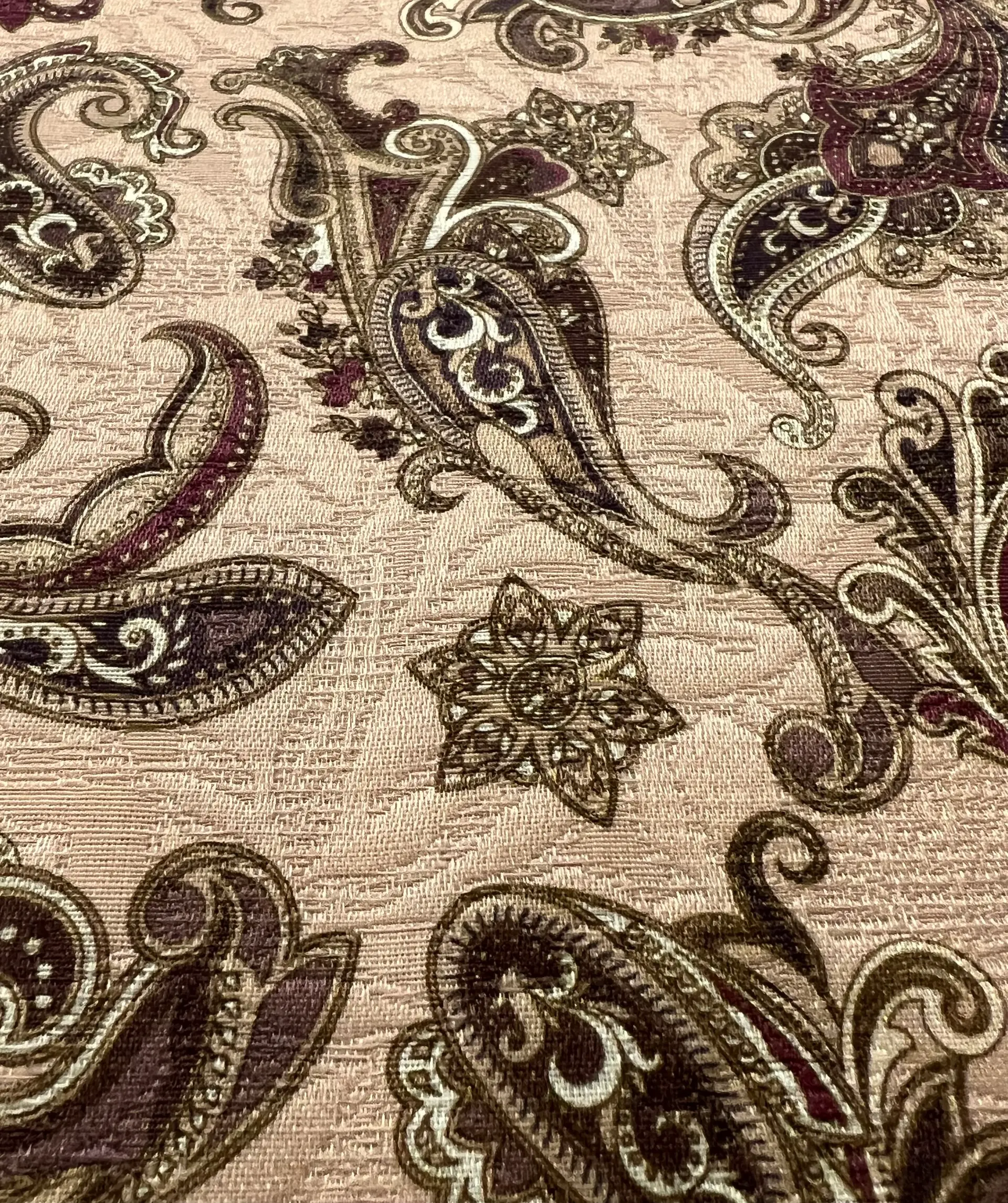 Italian Silk & Wool Mattelasse with a Blush Paisley Print