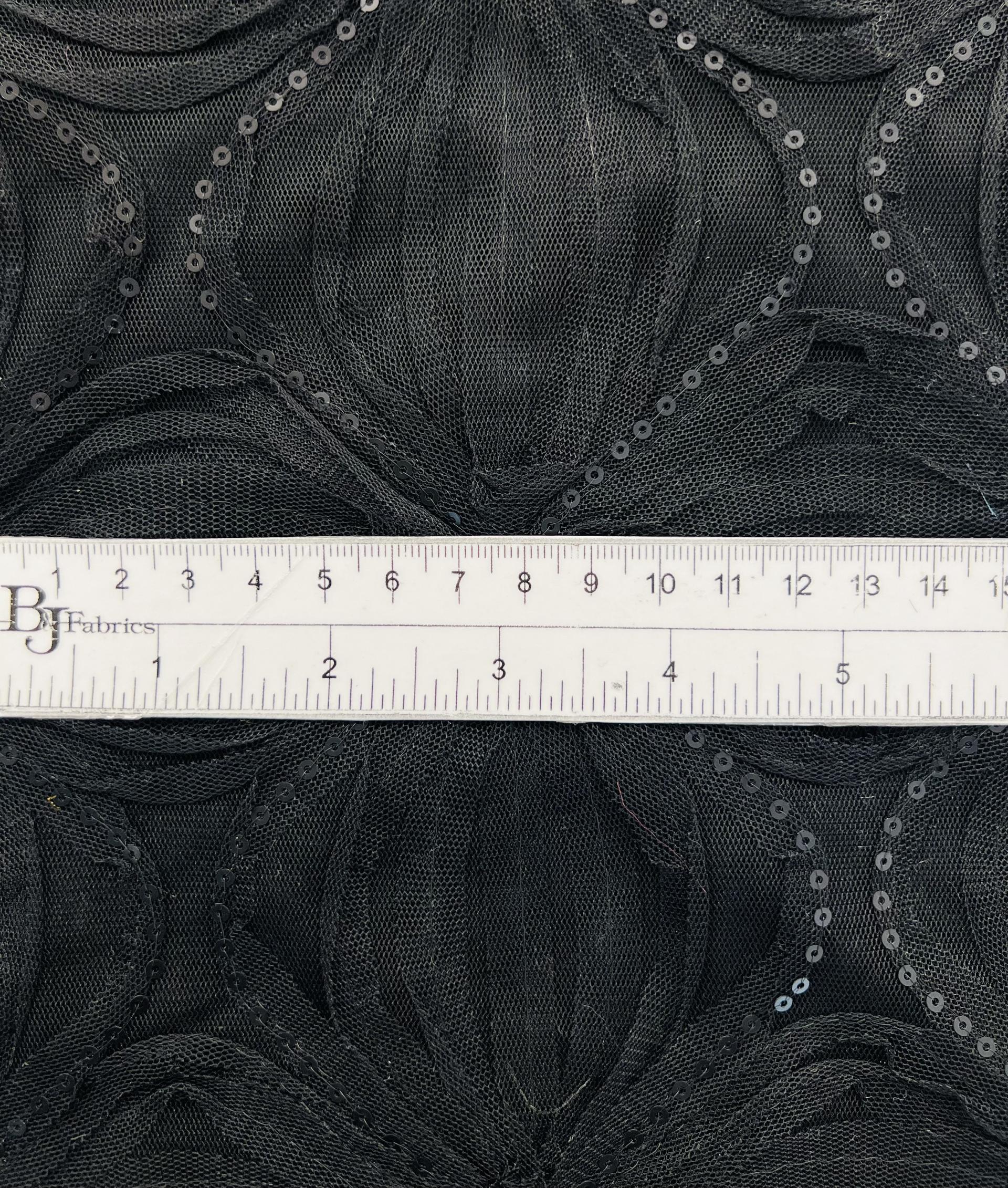 embroidered tulle with Sequins In Black