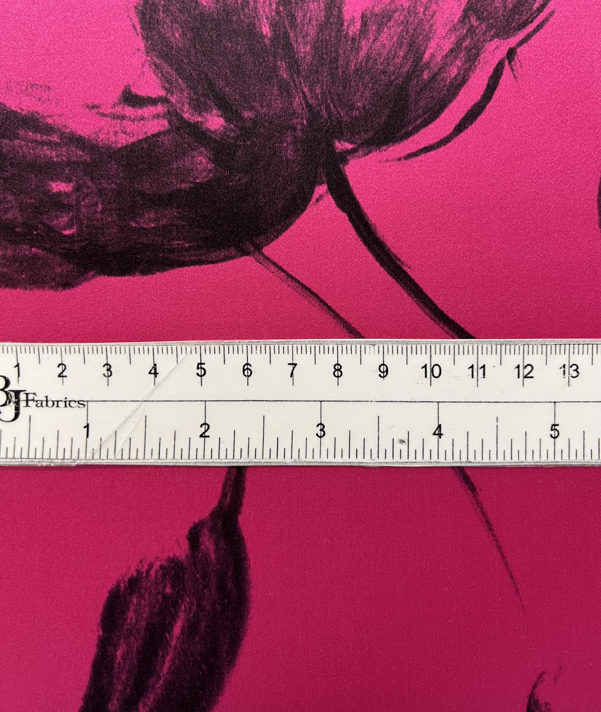 Made in Italy Printed Pure Silk Duchess Satin in Fuschia