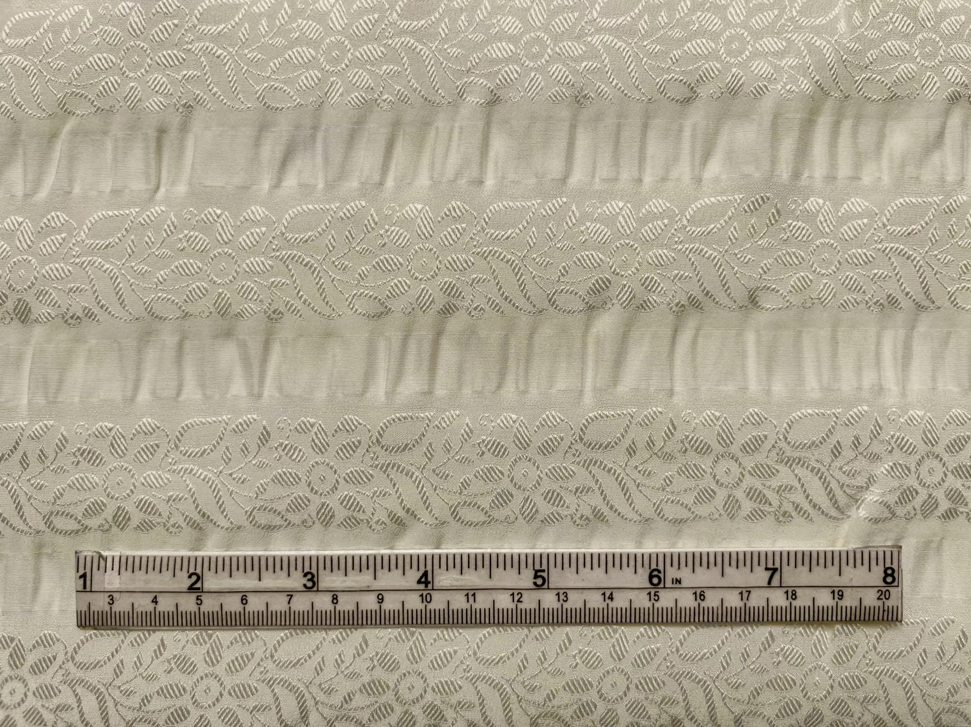 Silk Seersucker Jacquard in Off White 