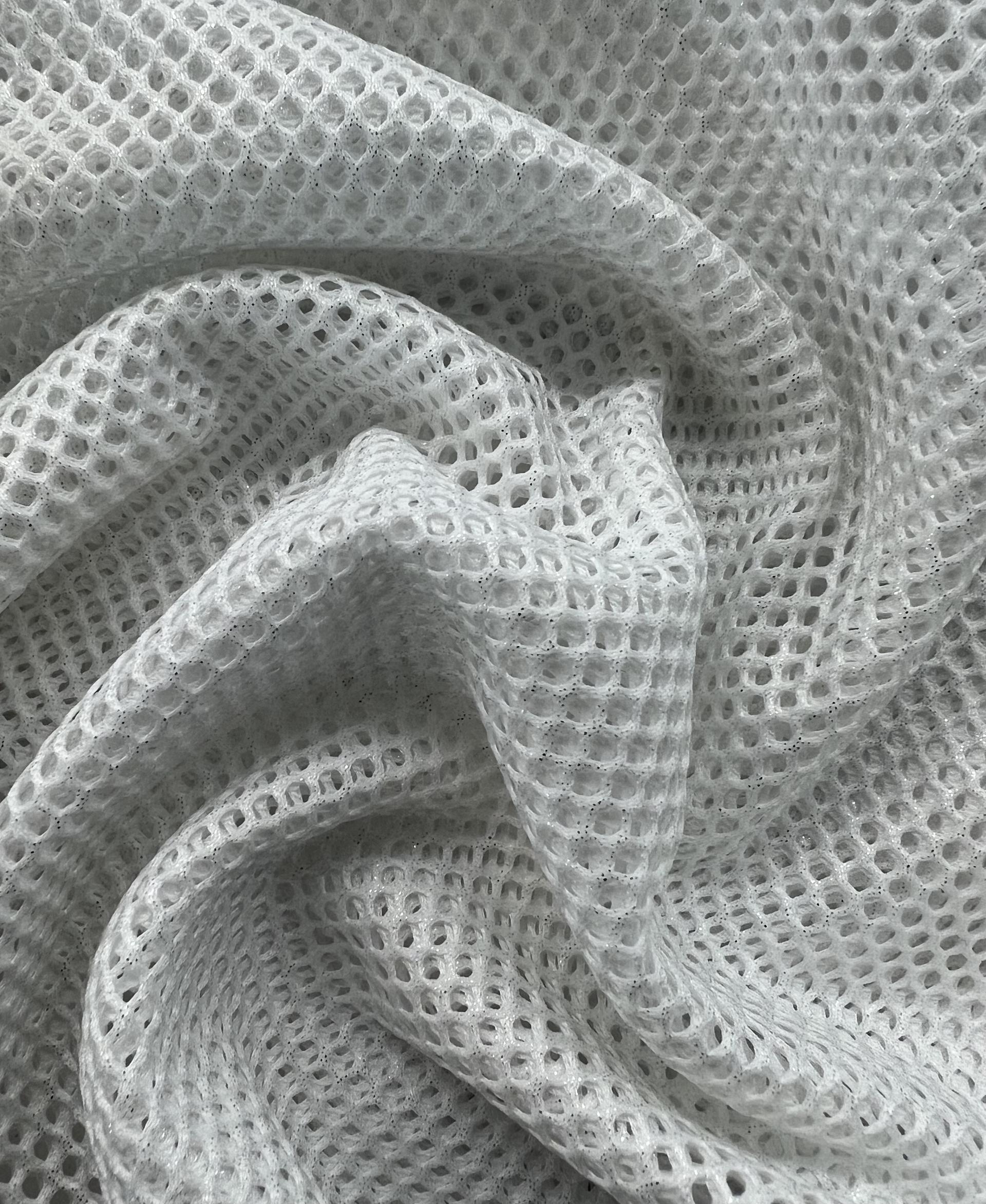 Metallic Silver Foiled Mesh in White