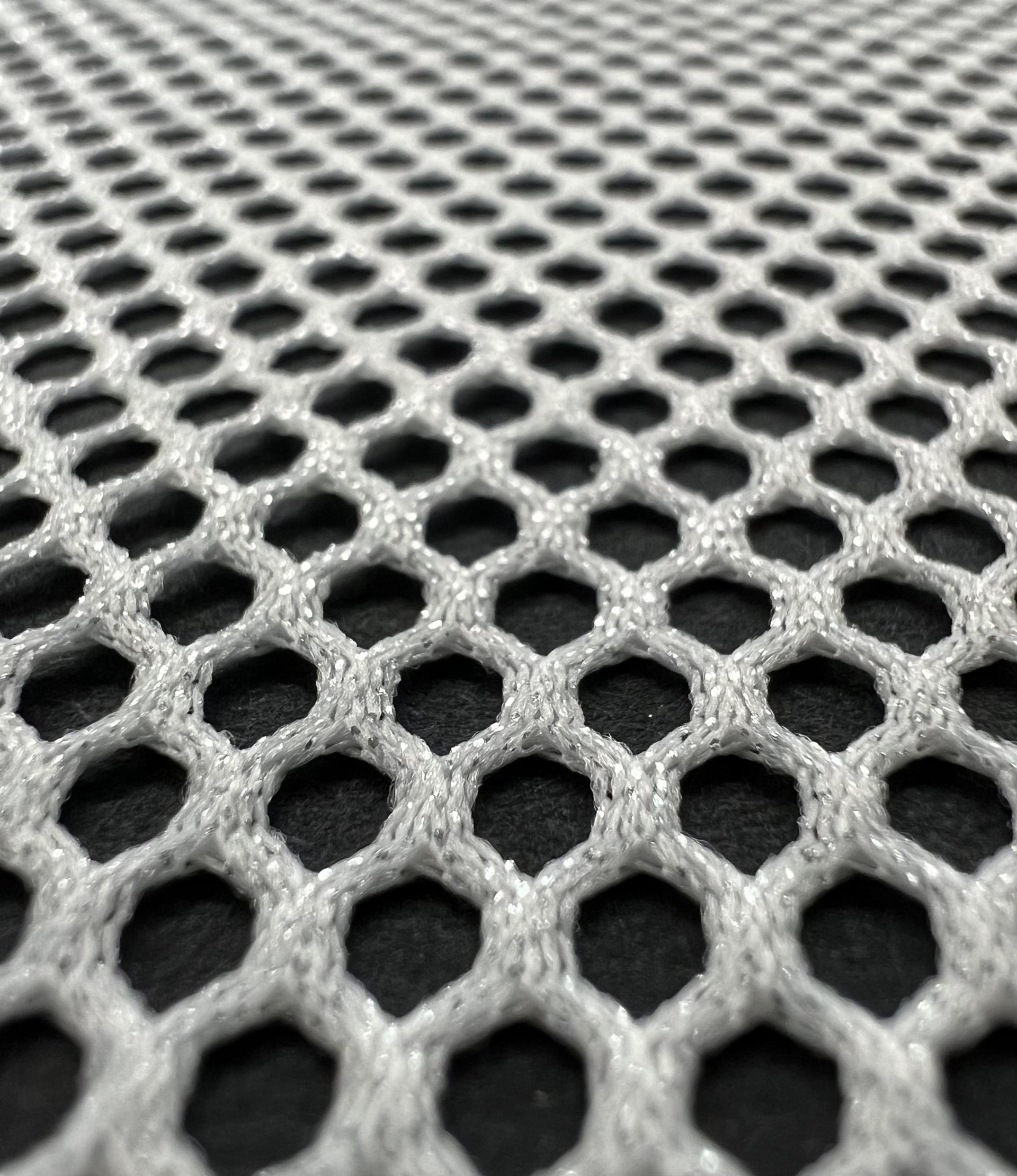 Metallic Silver Foiled Mesh in White