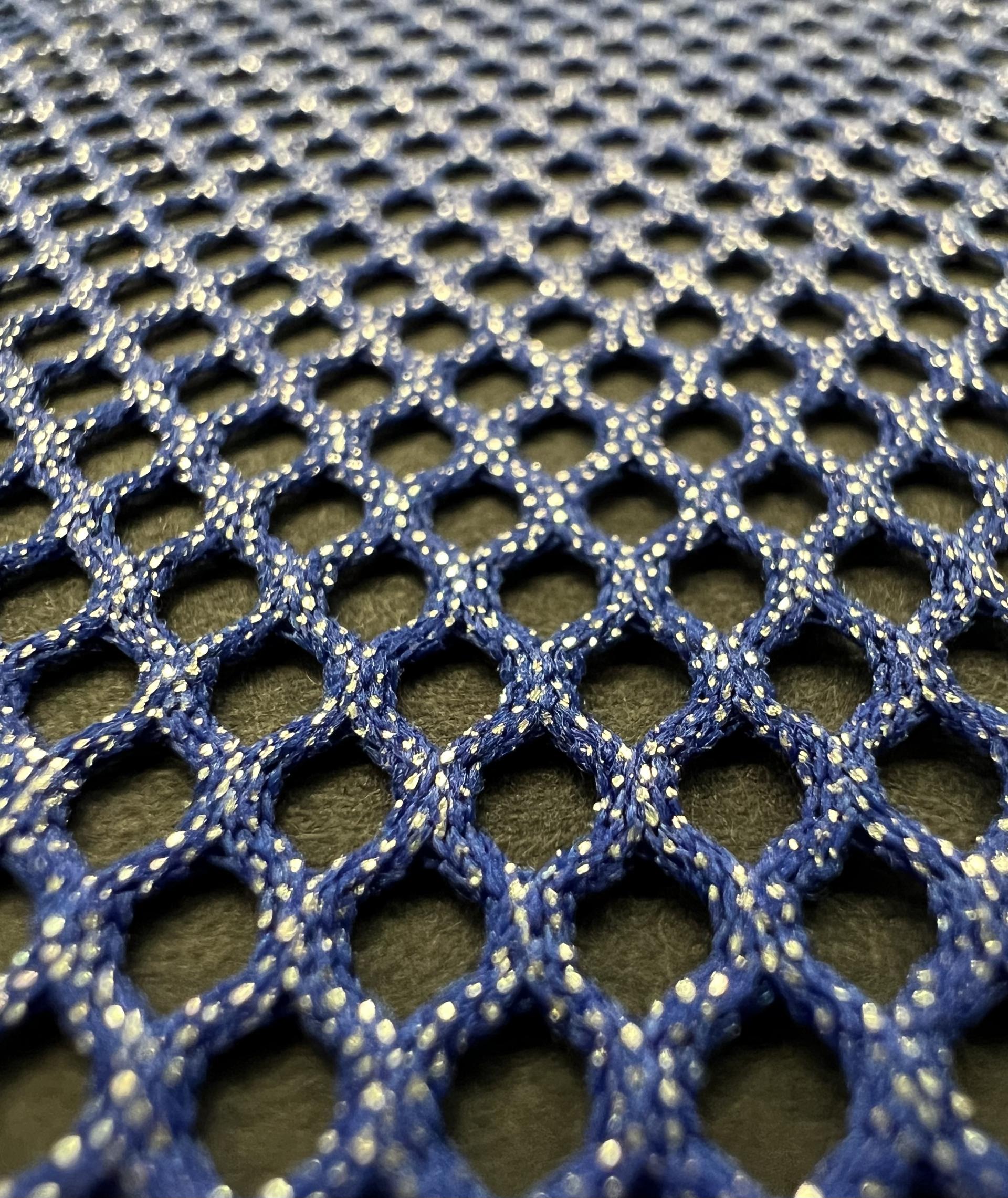 Metallic Silver Foiled Mesh in Royal Blue