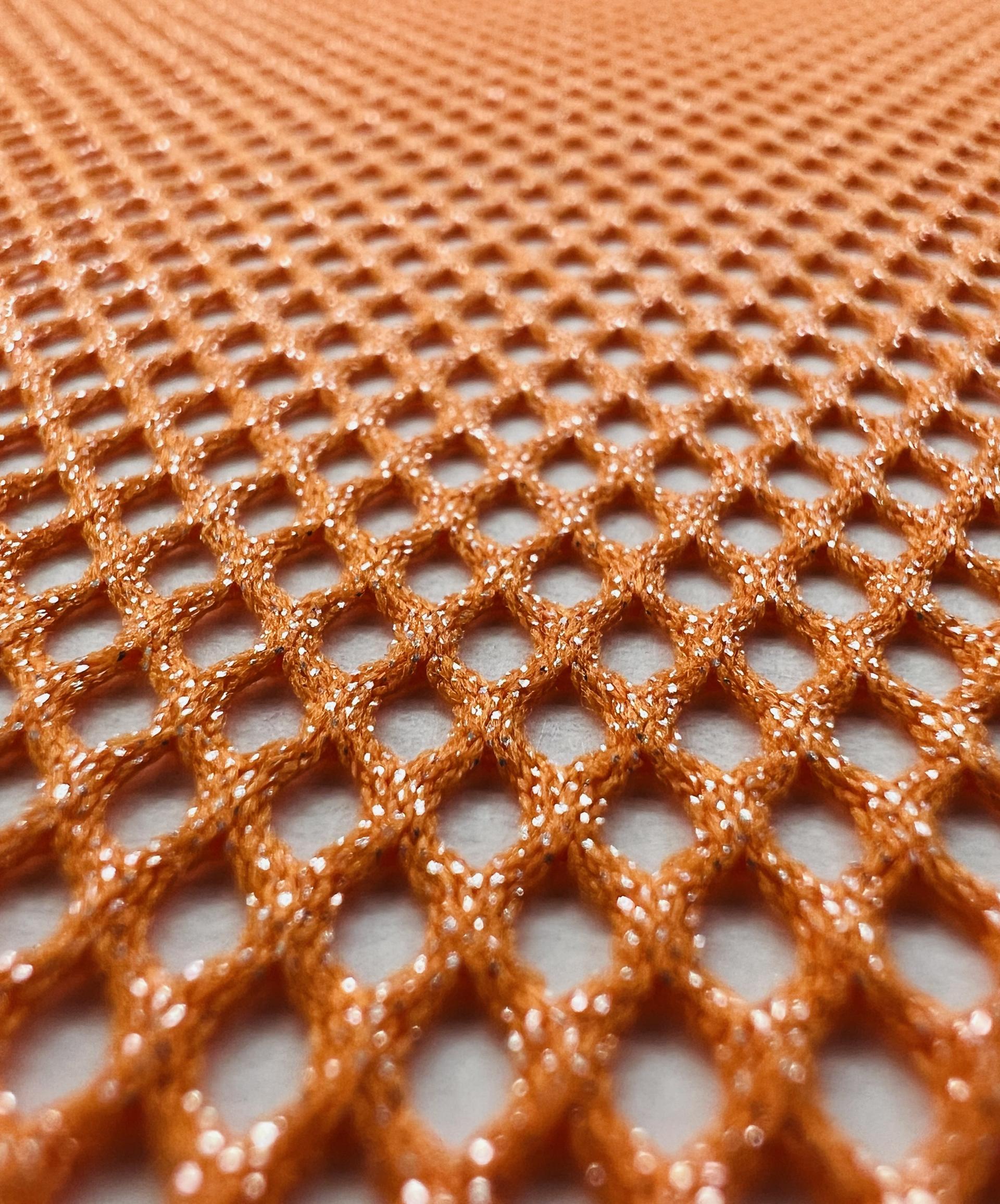 Metallic Silver Foiled Mesh in Orange