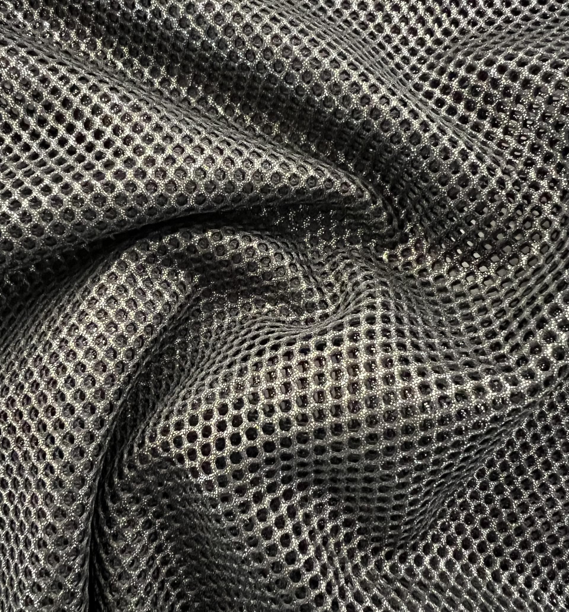 Metallic Silver Foiled Mesh in Black