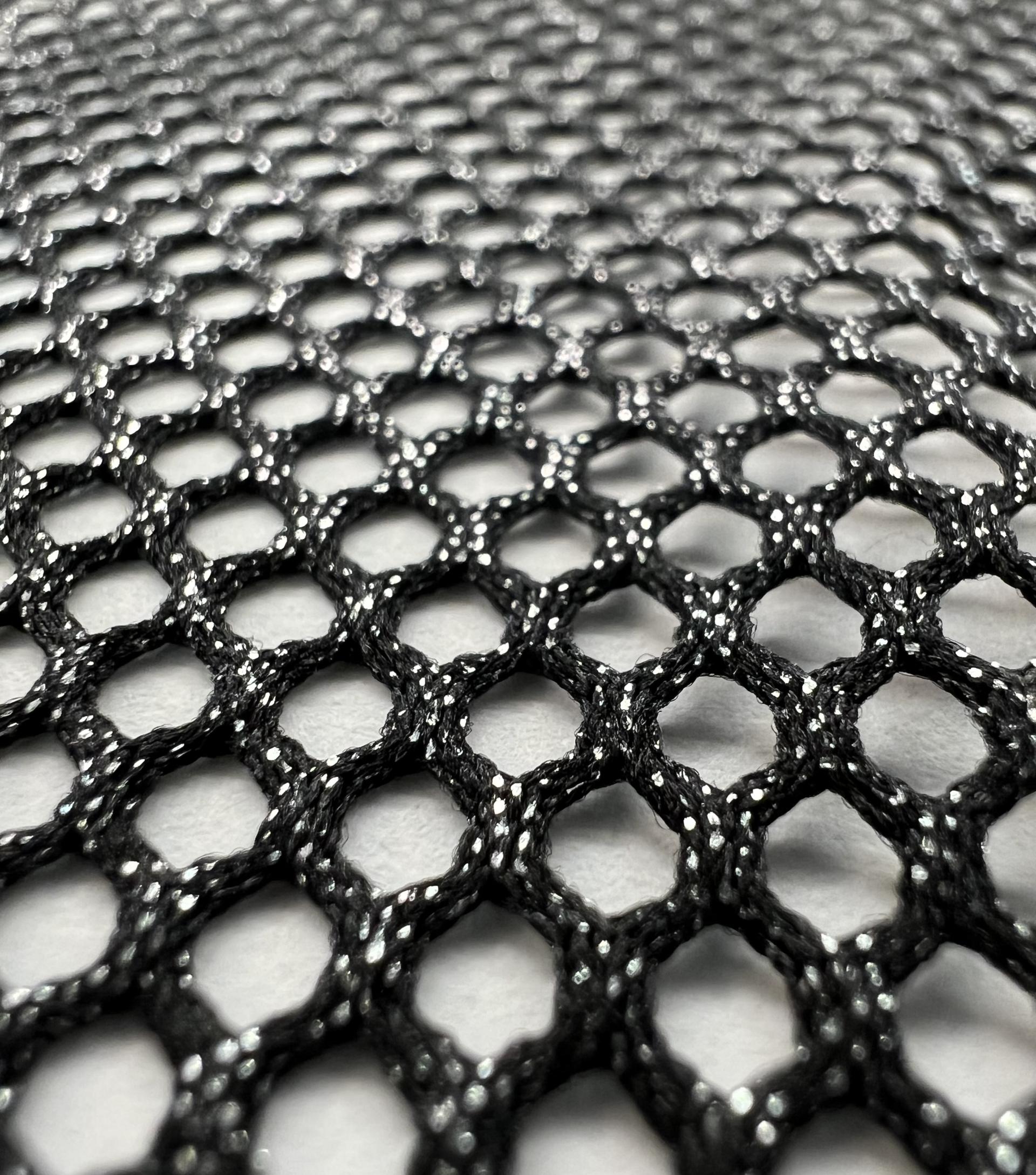 Metallic Silver Foiled Mesh in Black