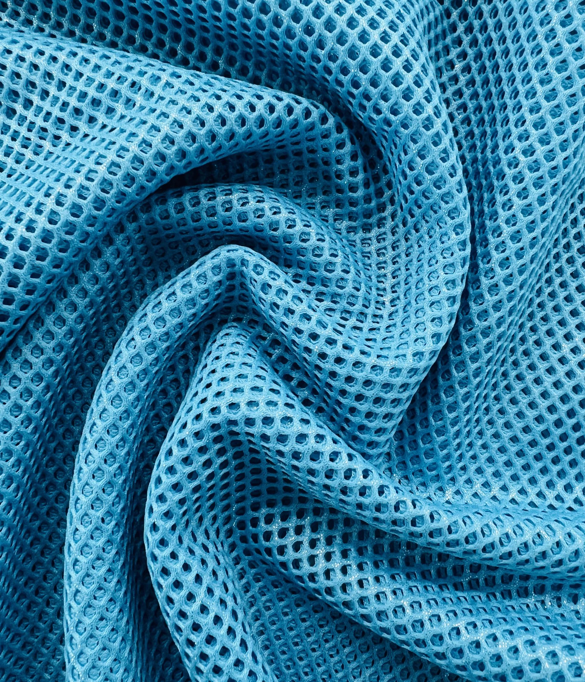 Metallic Silver Foiled Mesh in Aqua