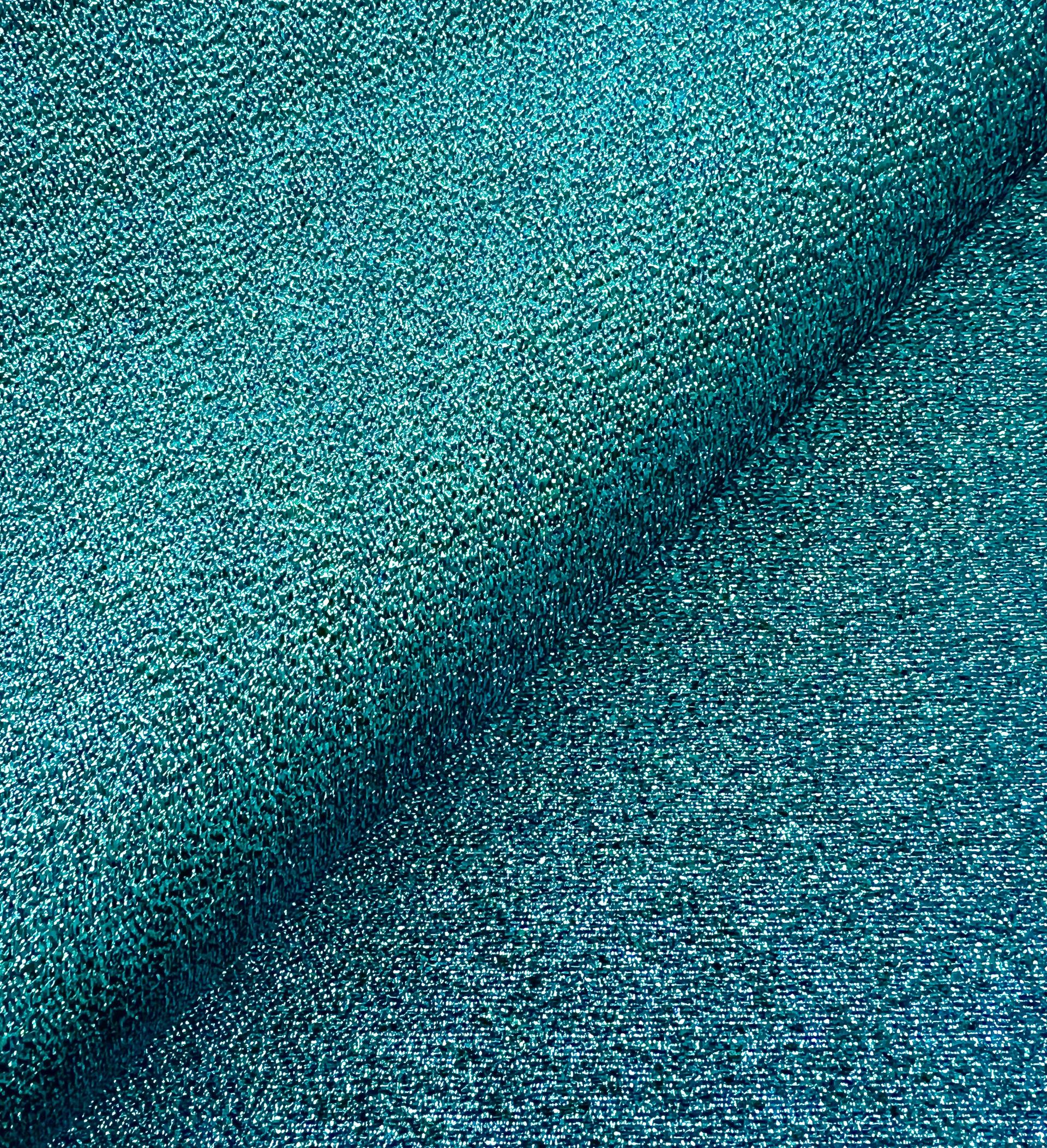 Silk Blend Lamé Crepé in Turquoise