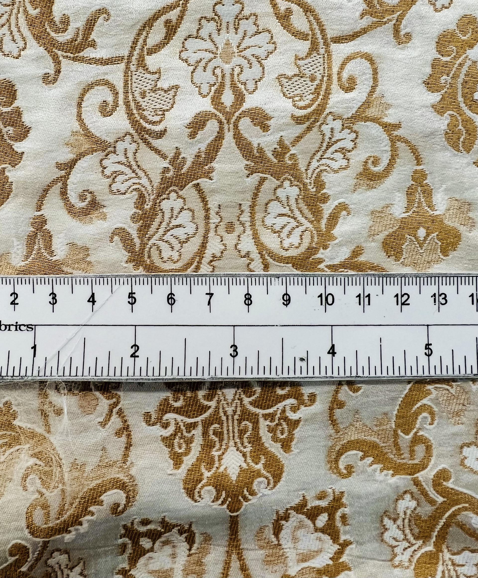 Metallic Brocade in White with Gold