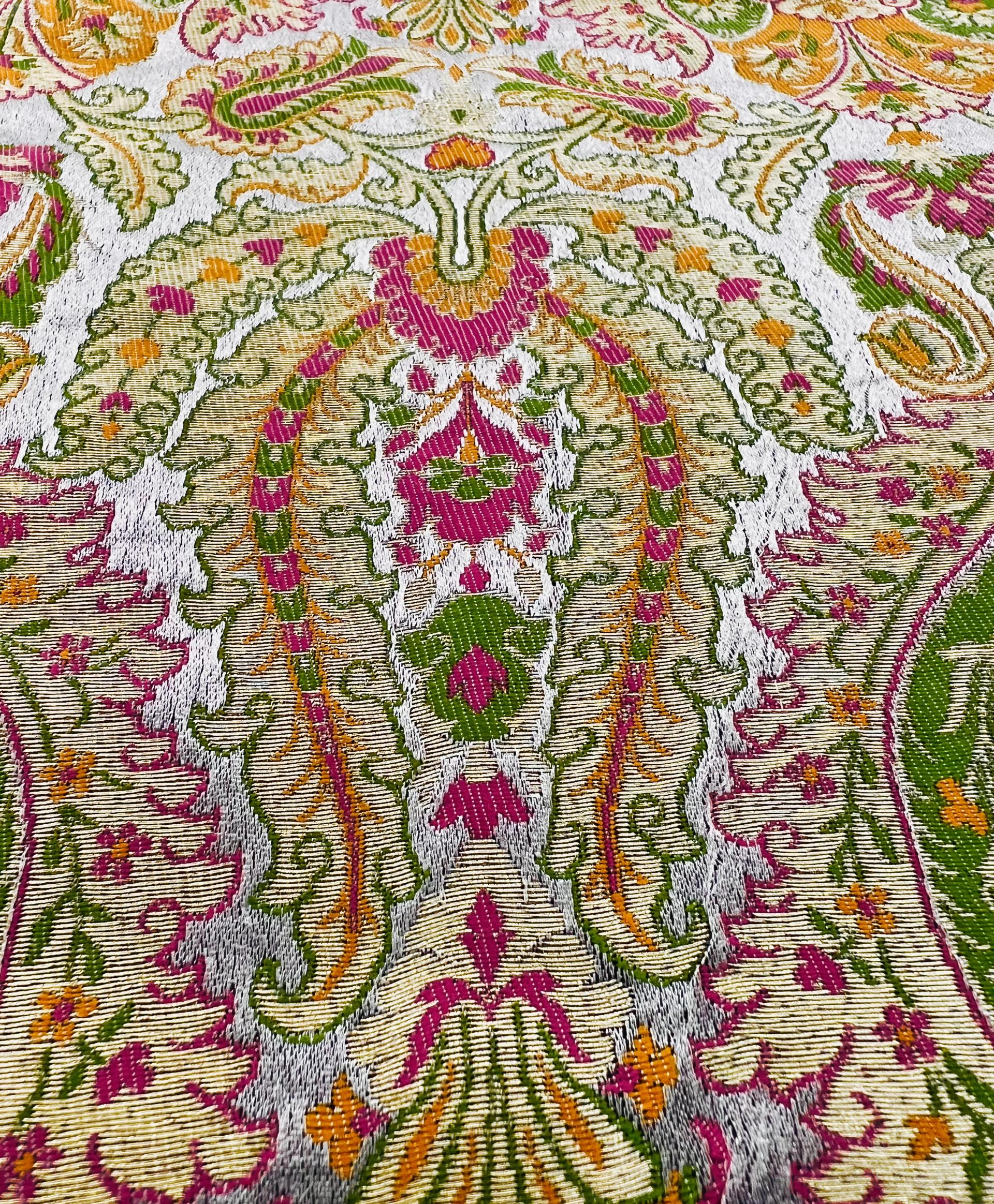 Metallic Brocade in Grey with Fuchsia & Jewel Tone