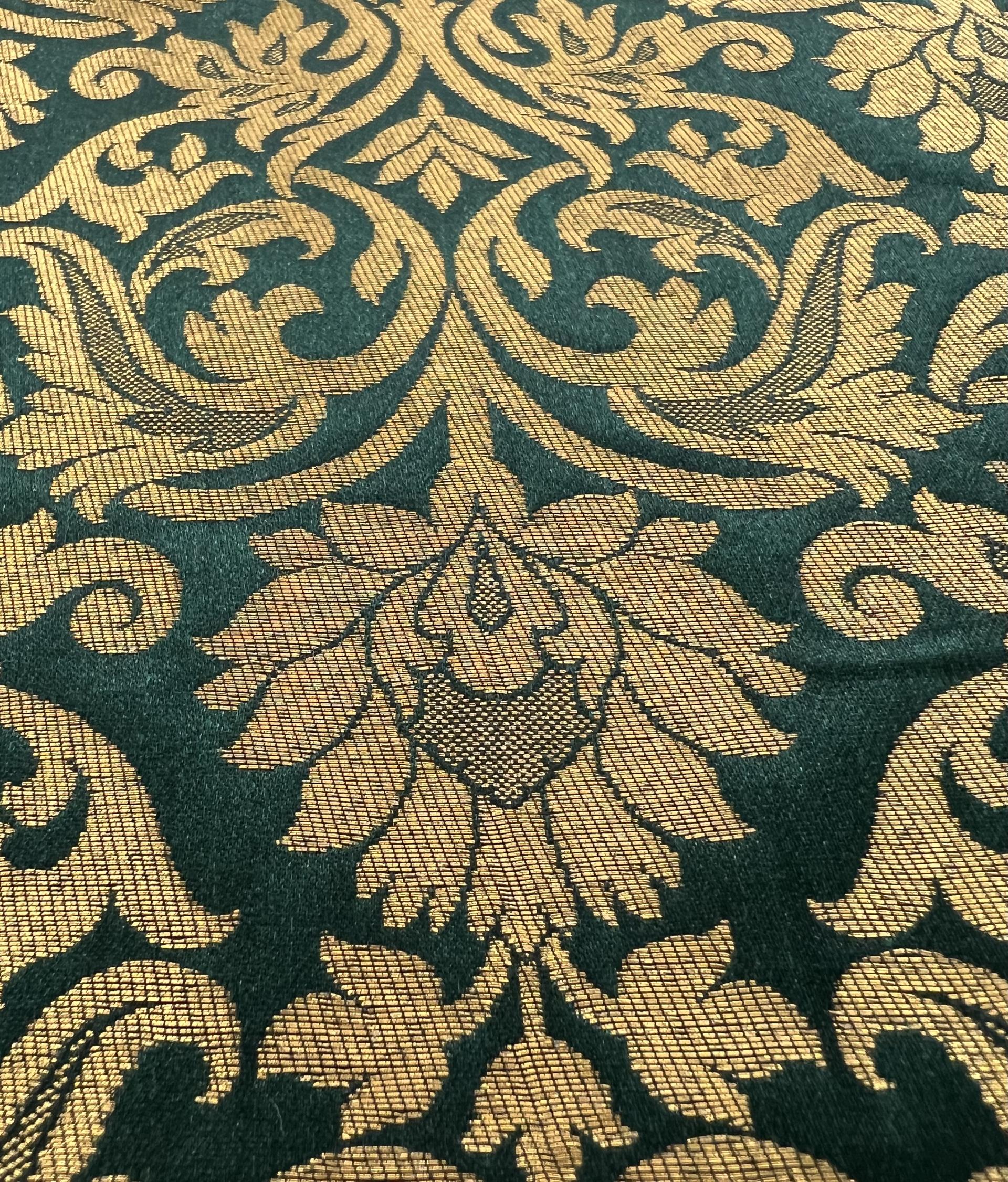 Metallic Brocade in Hunter Green & Gold