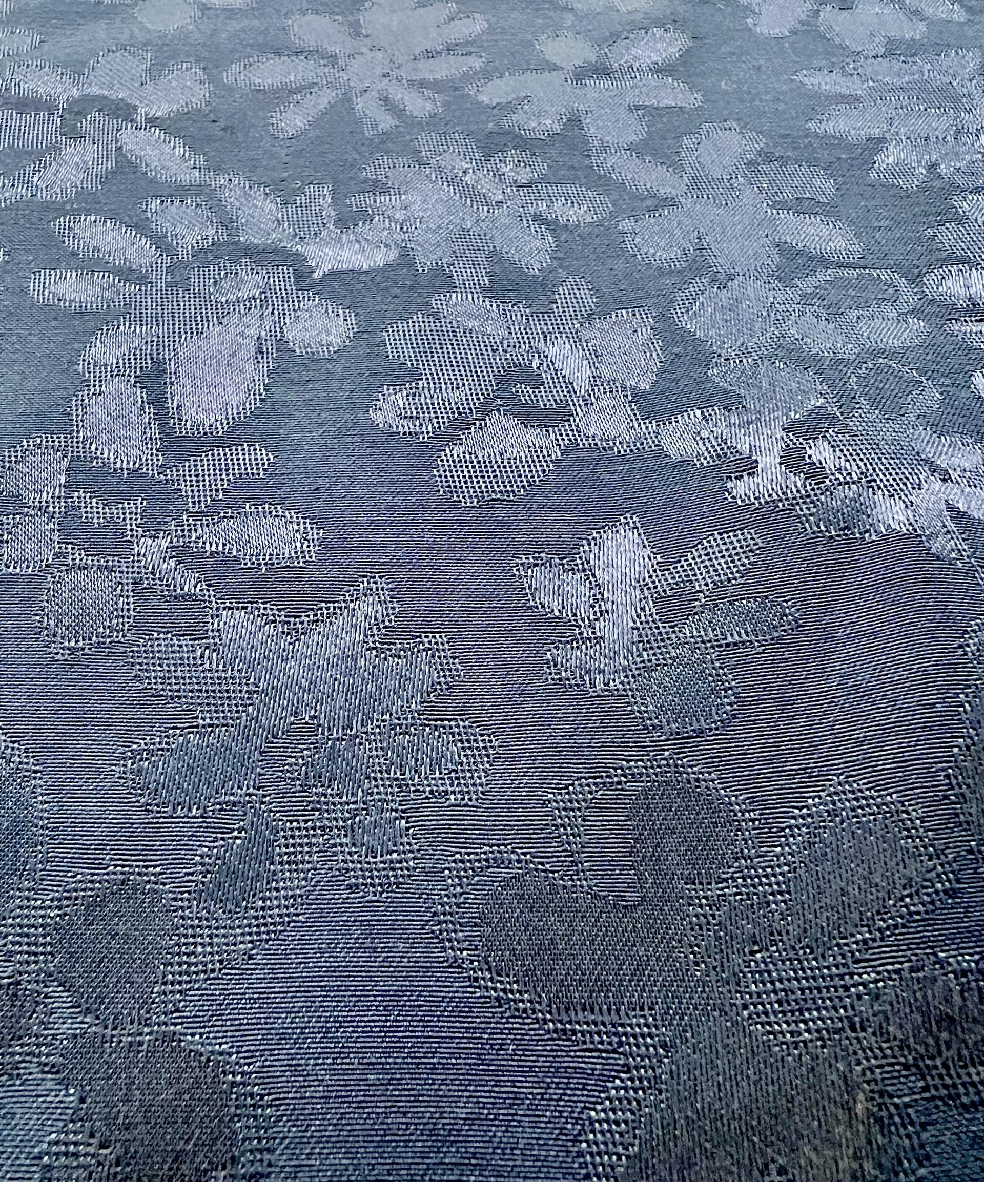 SILK/RAYON BLEND JACQUARD Black Floral On Grey Background