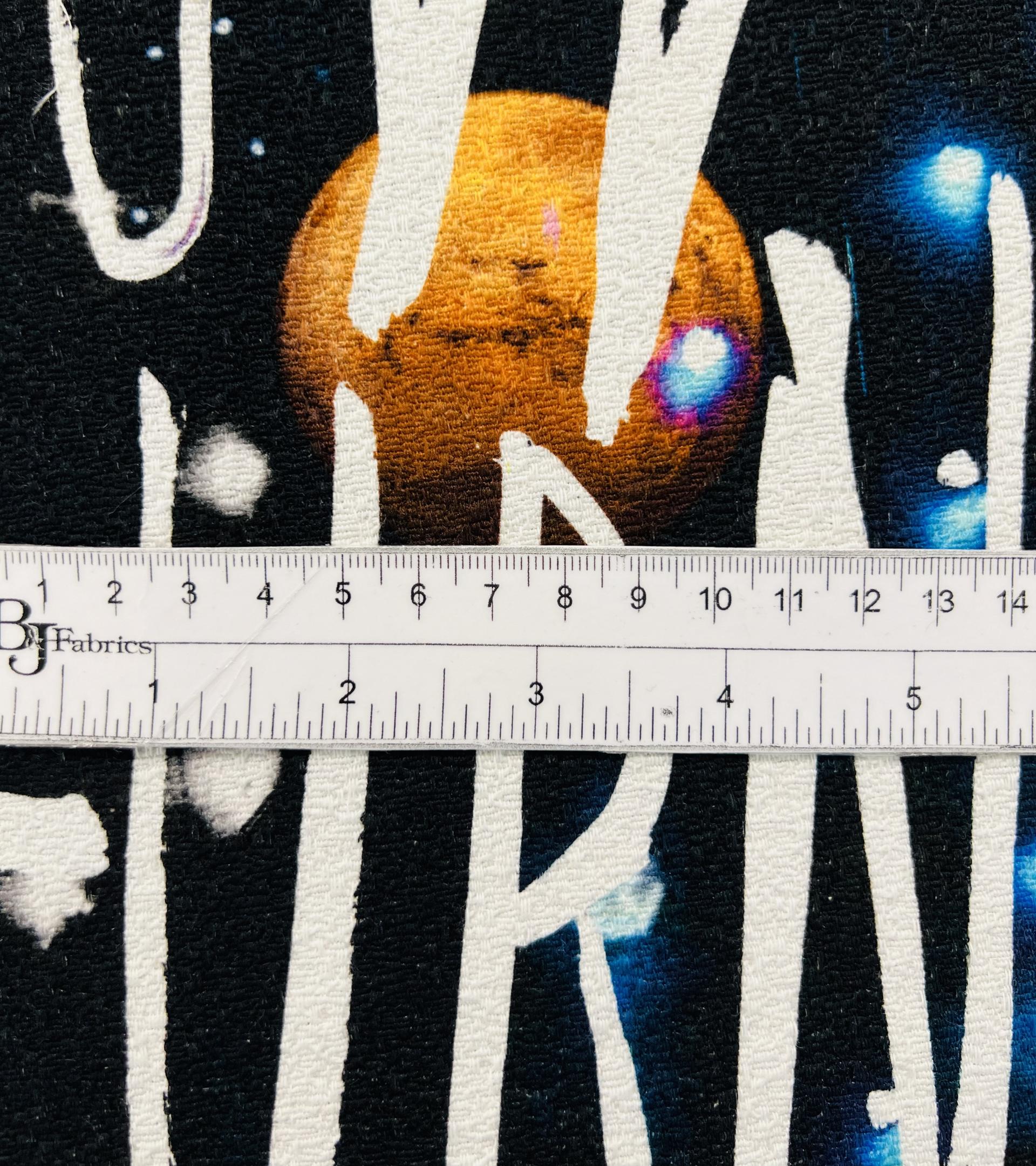 Planetary Motif Print on Heavy Textured Cotton  