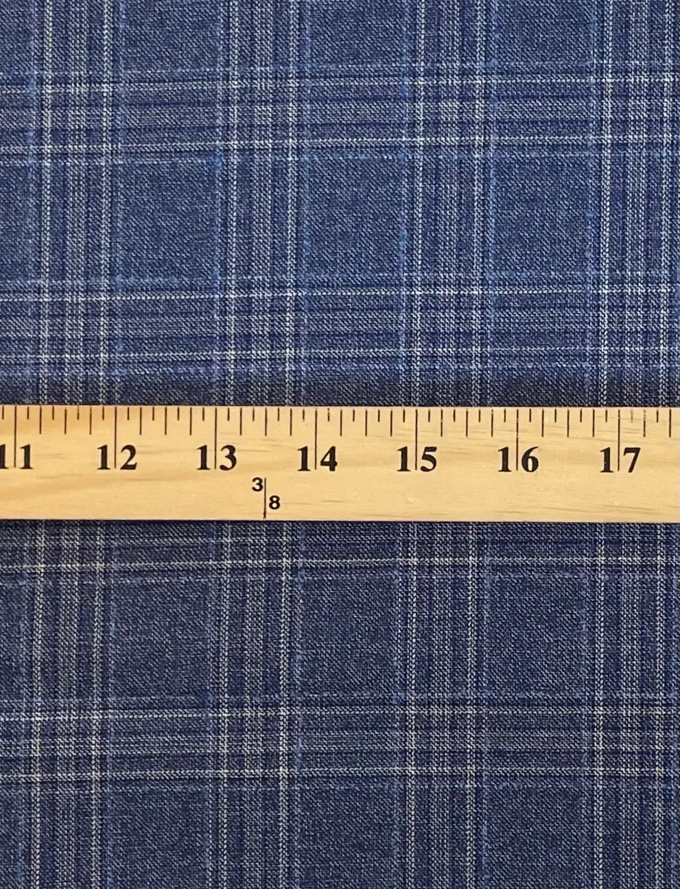 Italian Guabello Wool Super 120's Plaid in Denim Blue