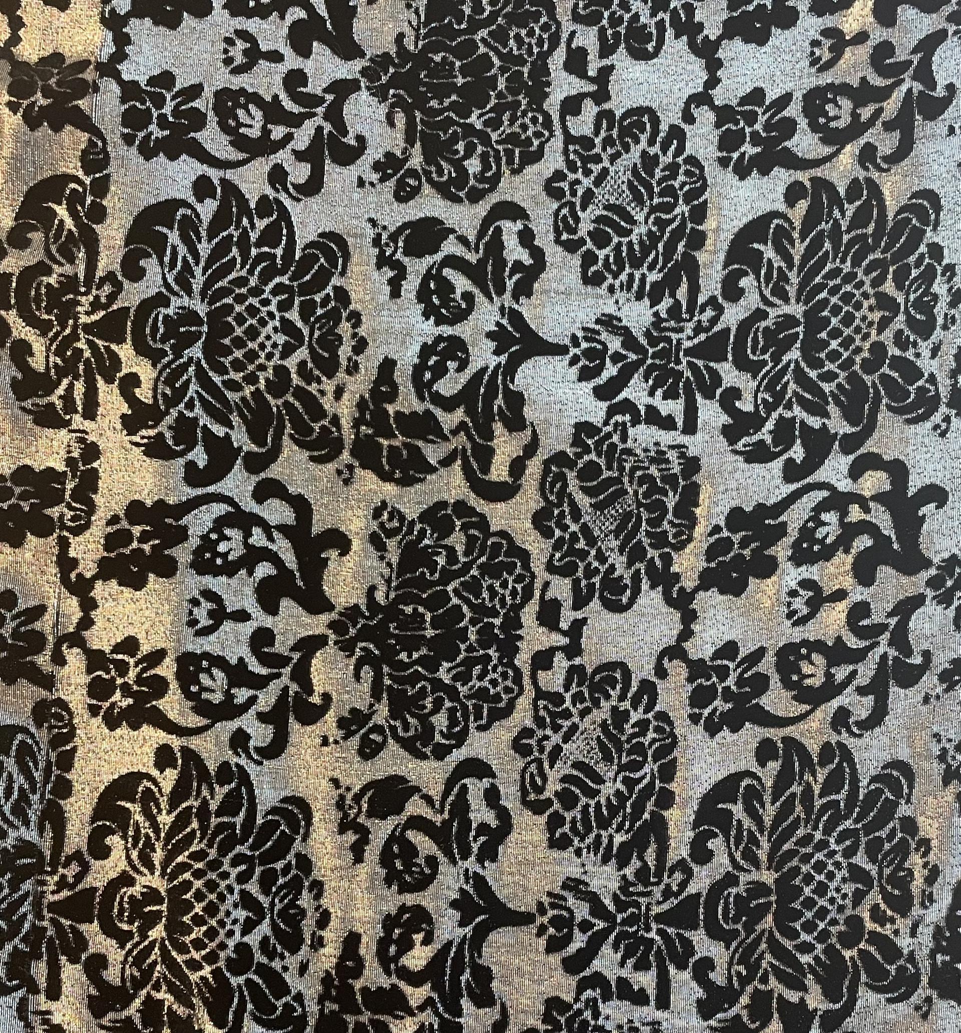 Metallic Burnout Velvet in Black on Silver Lame