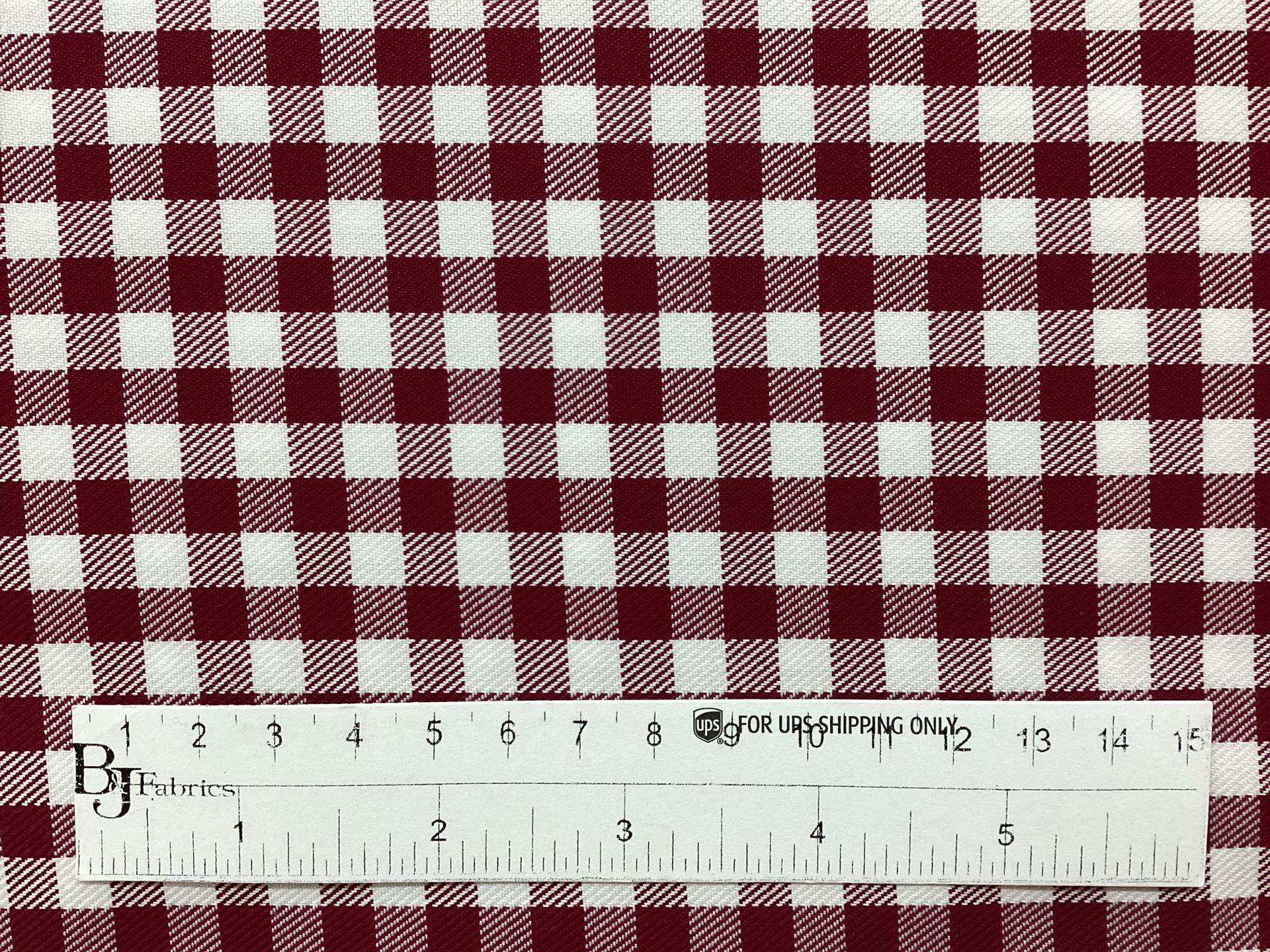 100 % Cotton Gingham Shirting in Cherry Red & White 