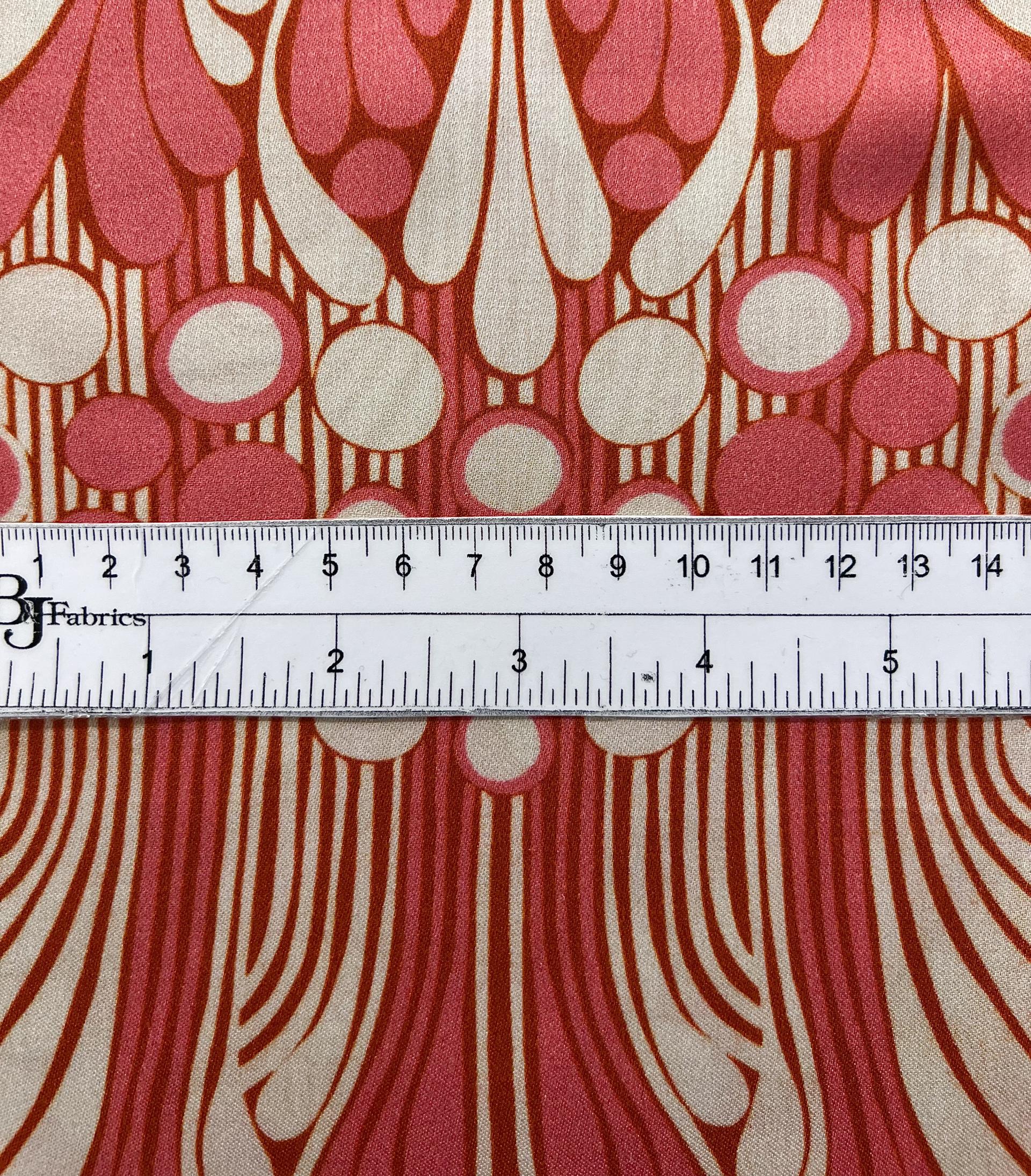Printed Viscose Challis Sateen on Orange Ground
