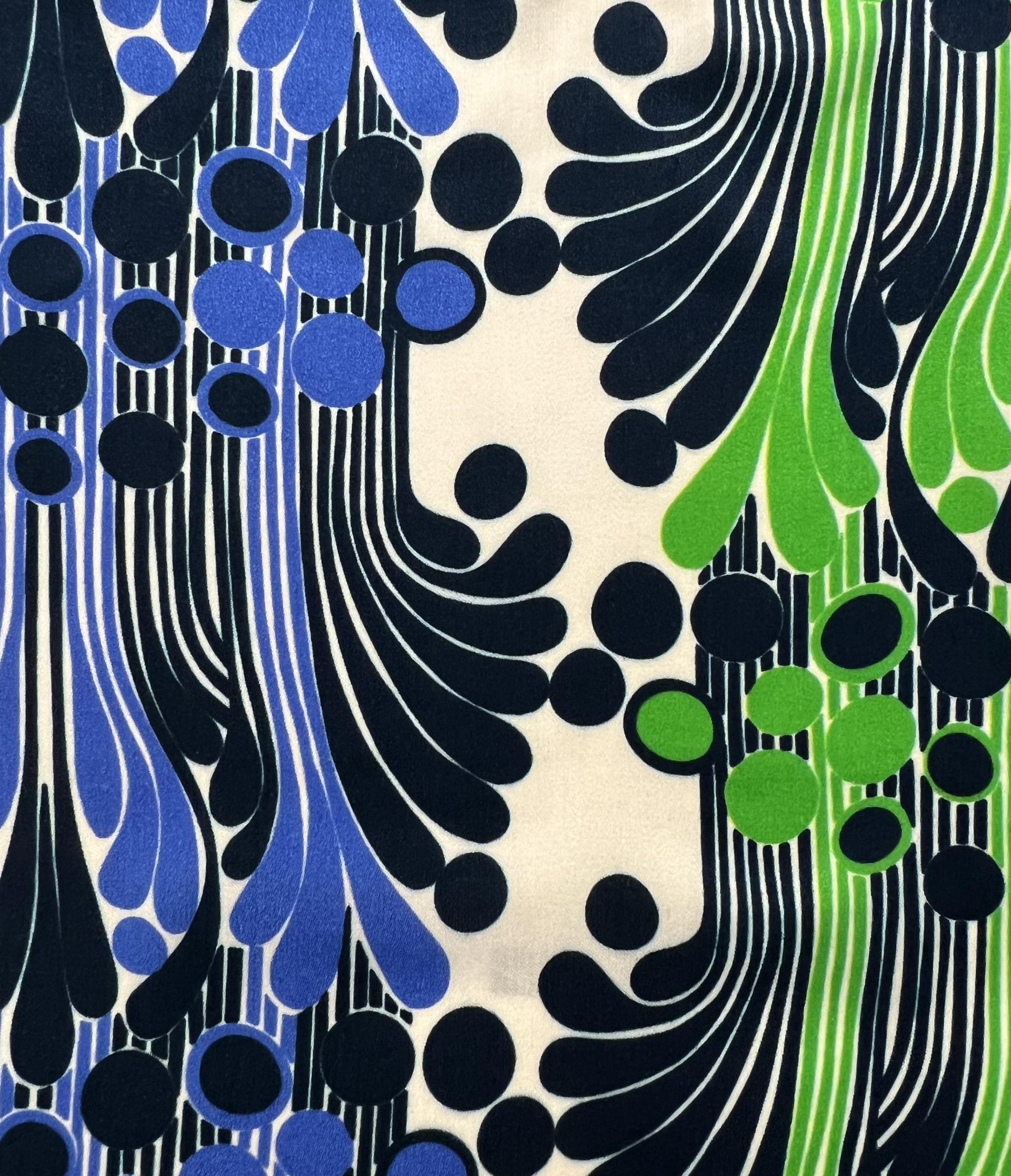 Printed Viscose Challis Sateen on Off White Ground