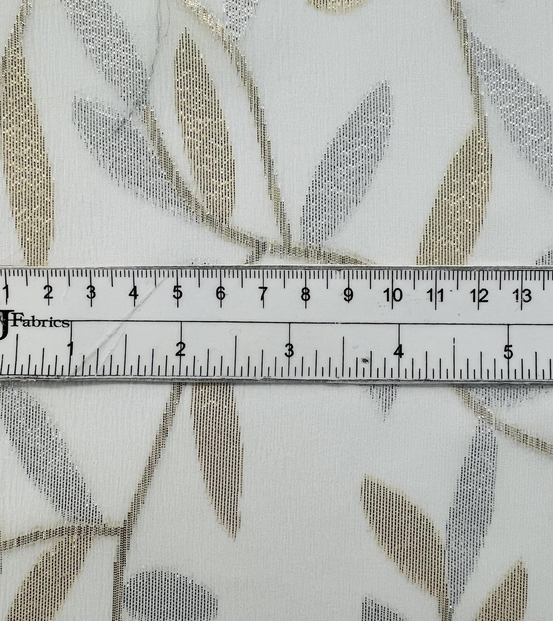 Silk Lamé Chiffon Fil Coupé in Silver & Gold Vine