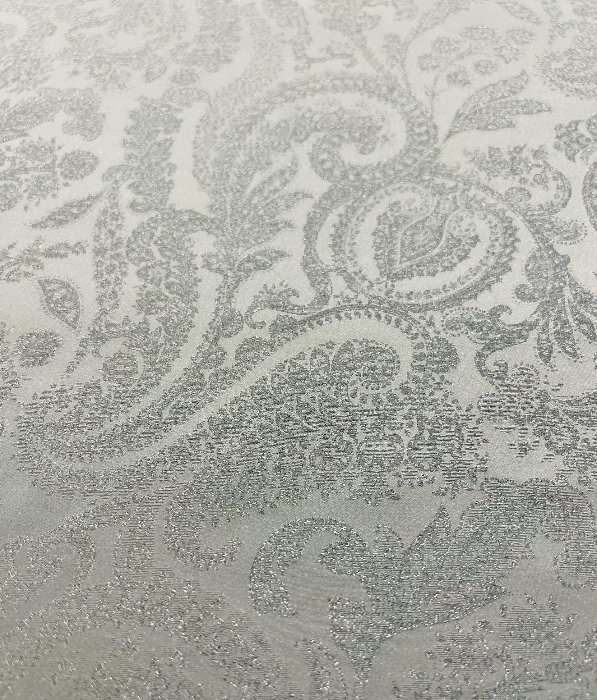 Italian Silk Lamé Charmeuse Jacquard in Silver White