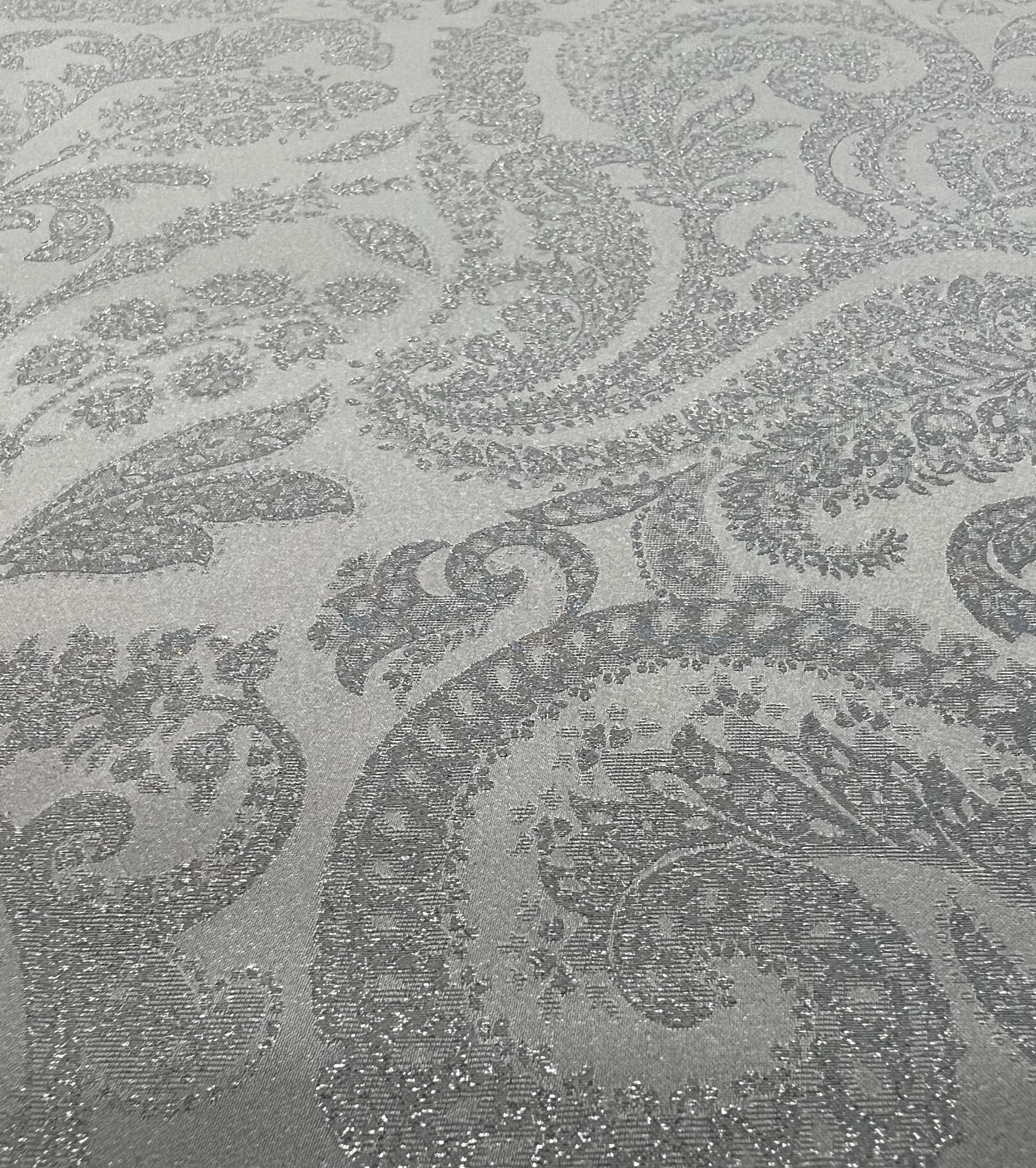 Italian Silk Lamé Charmeuse Jacquard in Silver White