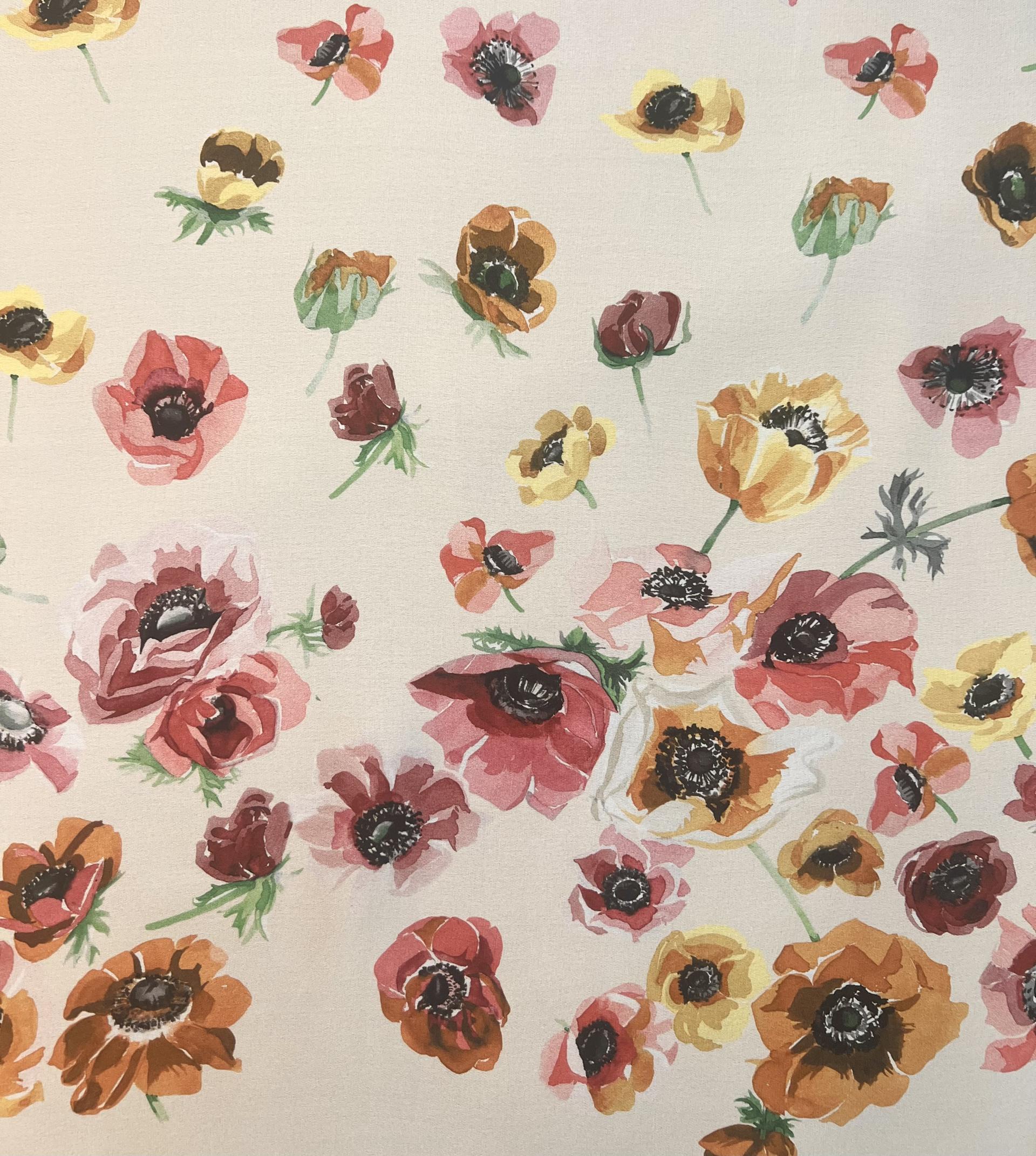 Printed Silk Satin Chiffon with Floral Degradé