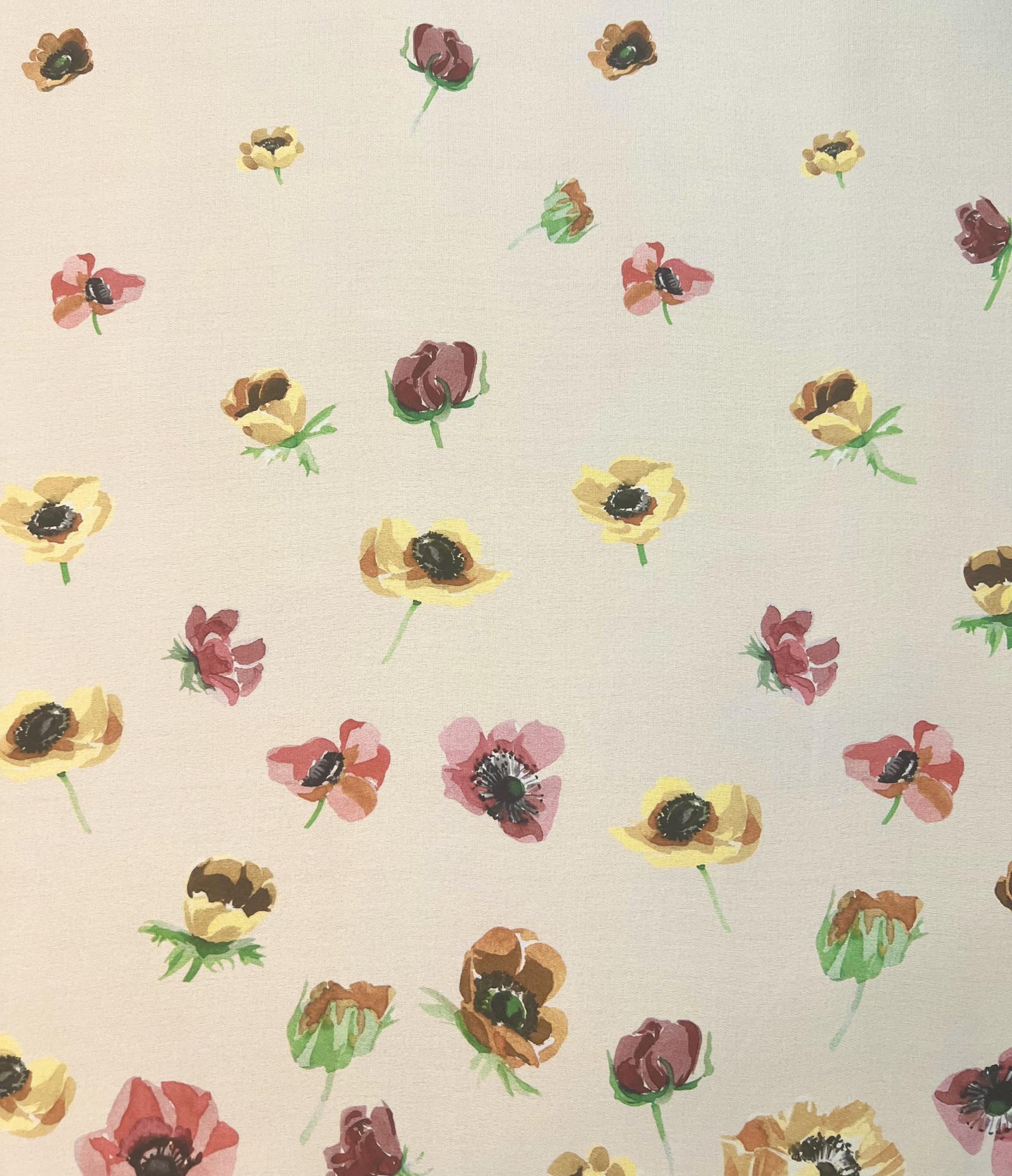 Printed Silk Satin Chiffon with Floral Degradé