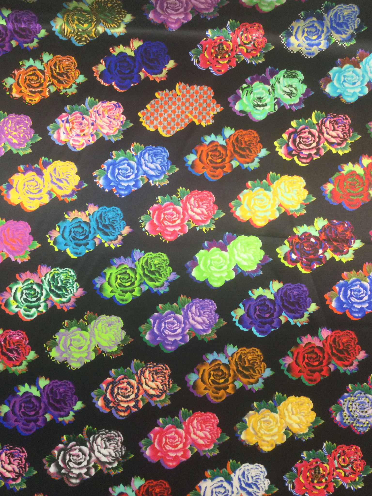 Fused Acetate Satin Print with Roses