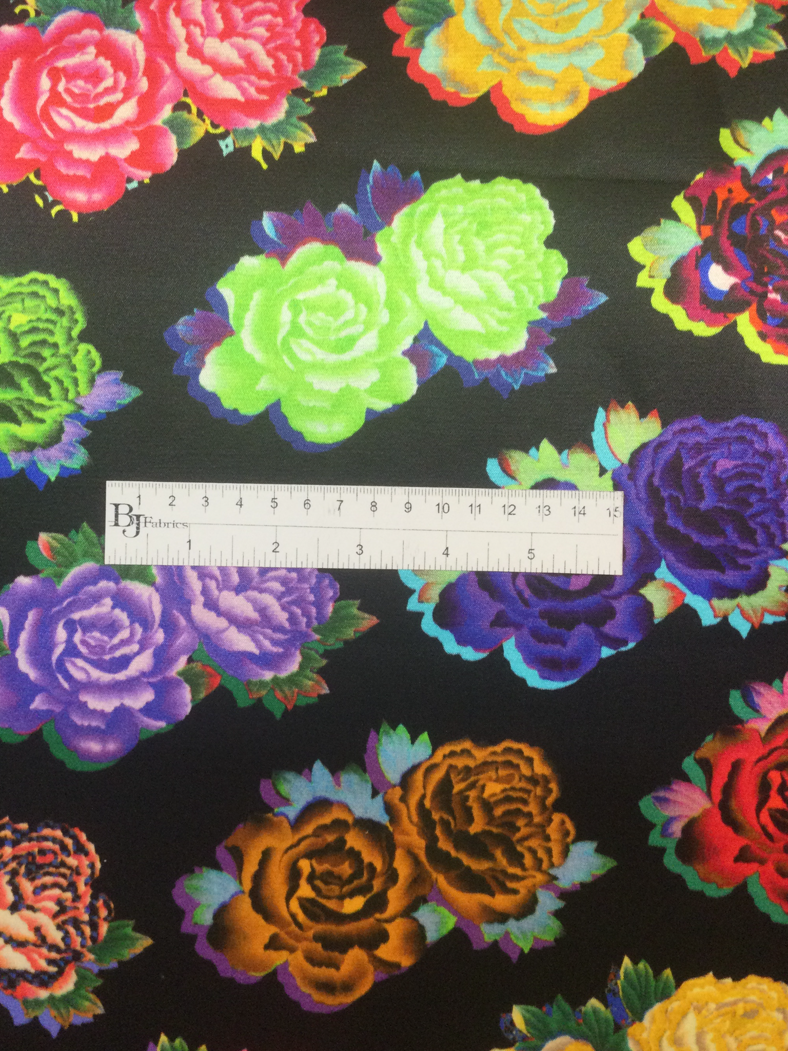 Fused Acetate Satin Print with Roses