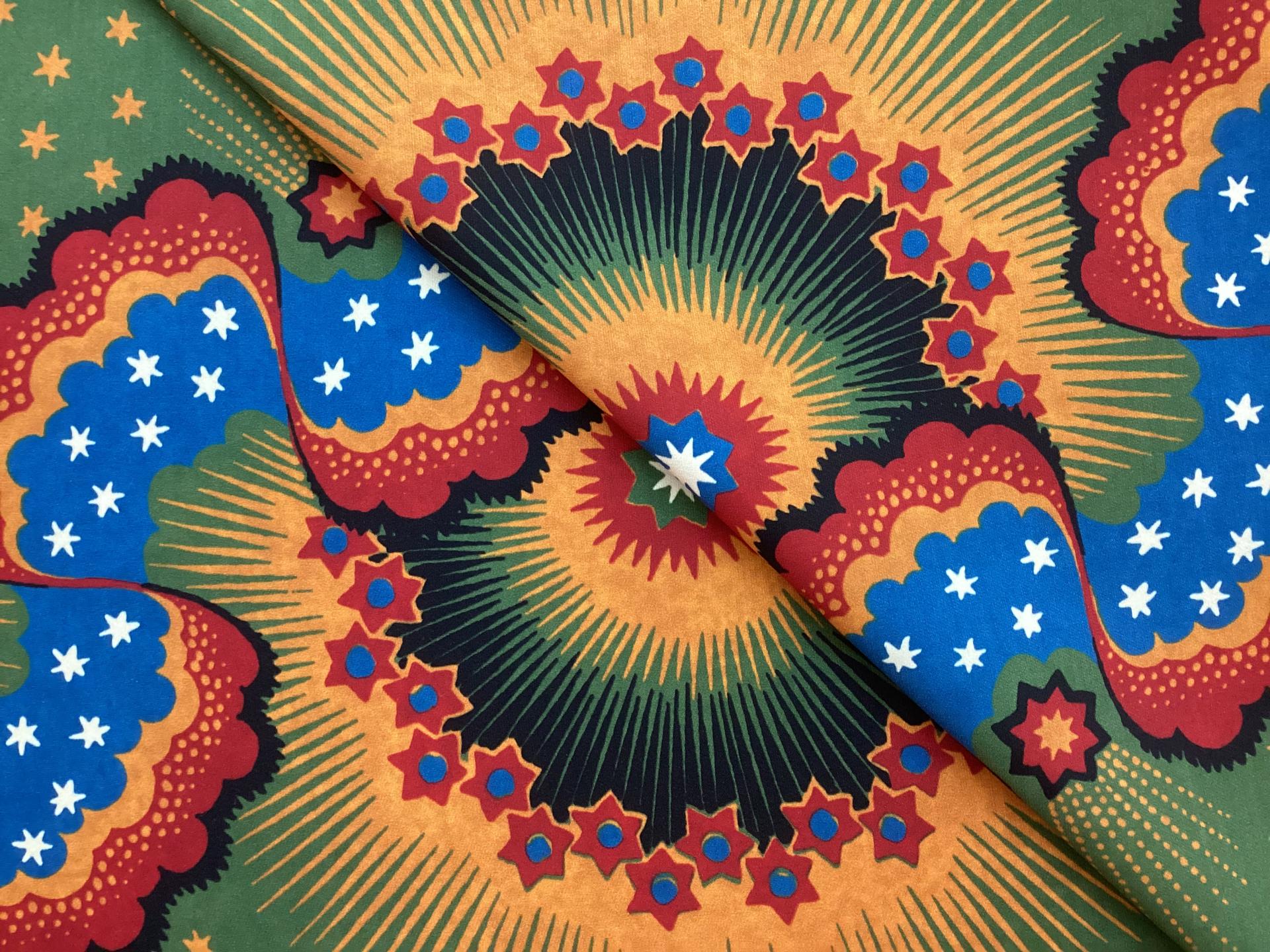 Silk & Wool in Matt Jewel Tones Printed 