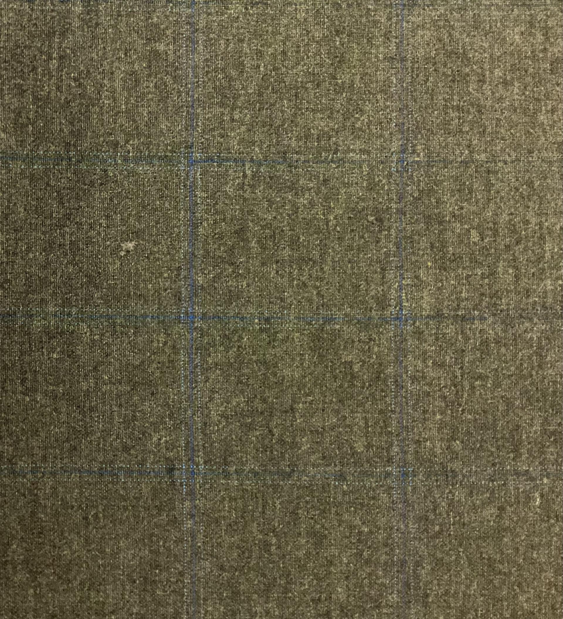 Made It Italy 100% Wool Windowpane In Olive 