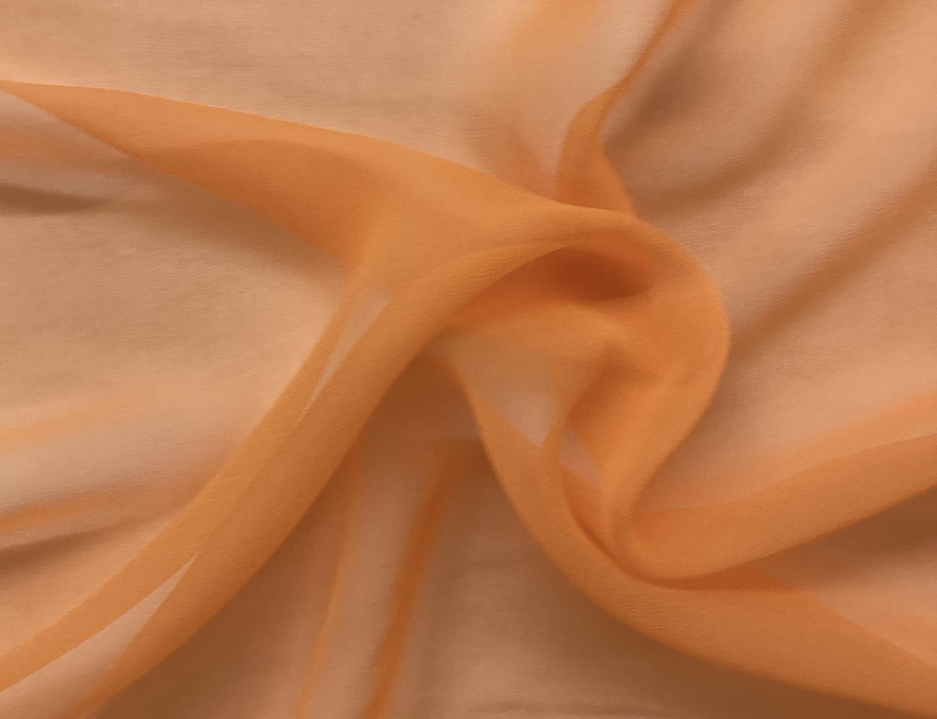 100% 8mm Silk Chiffon In Orange 