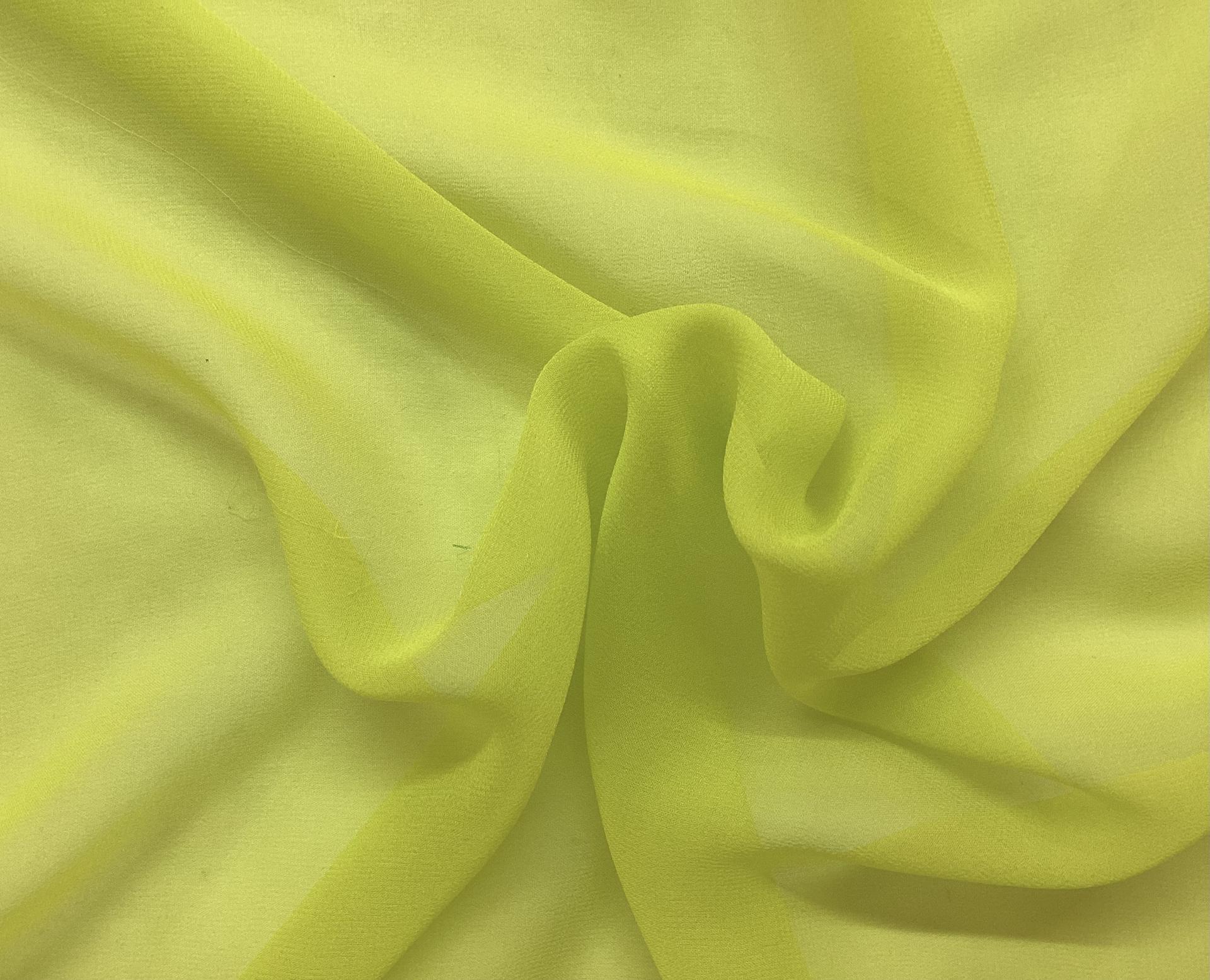 100% Silk Chiffon In Chartreuse 