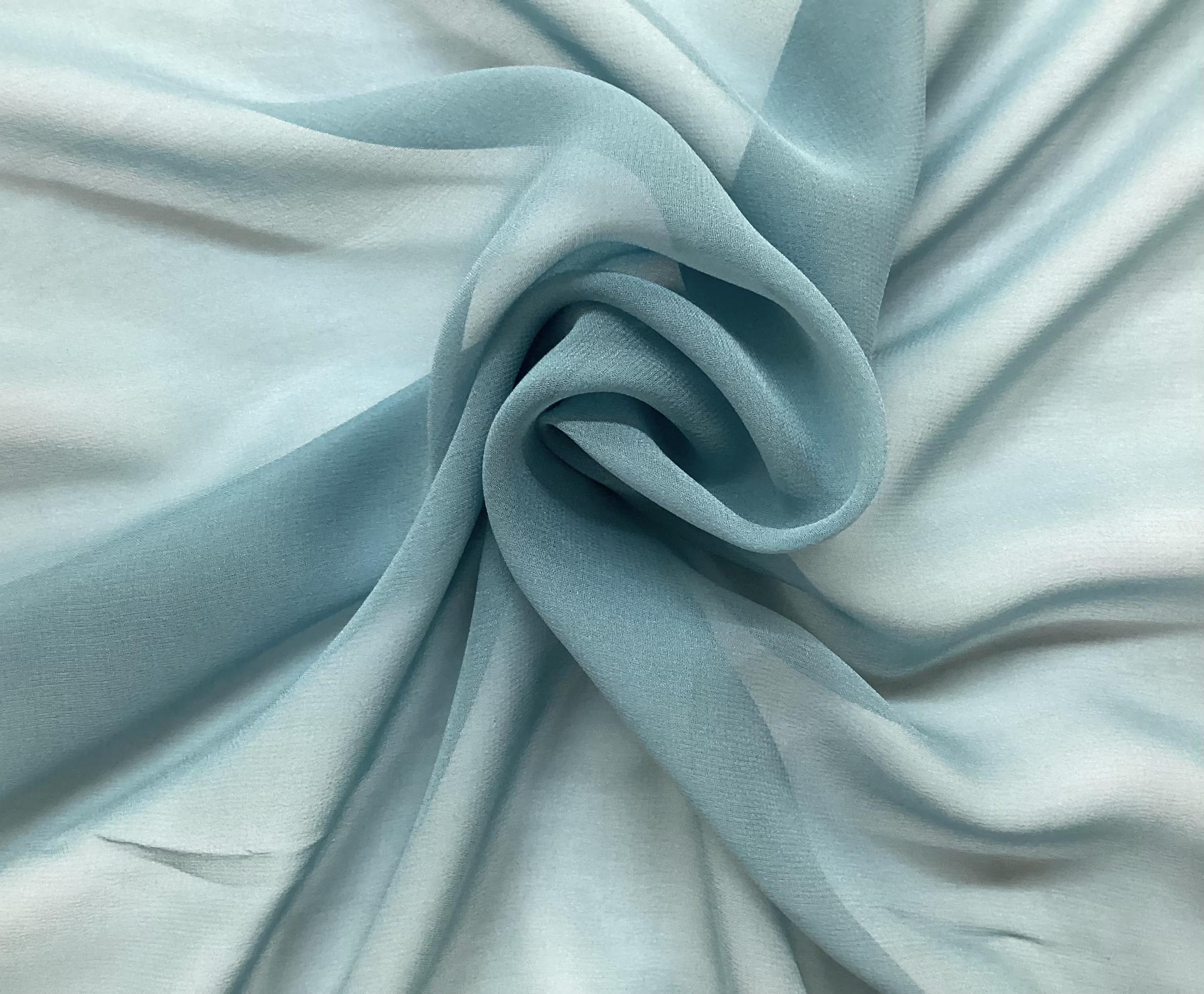100% Silk Chiffon In Wedgewood