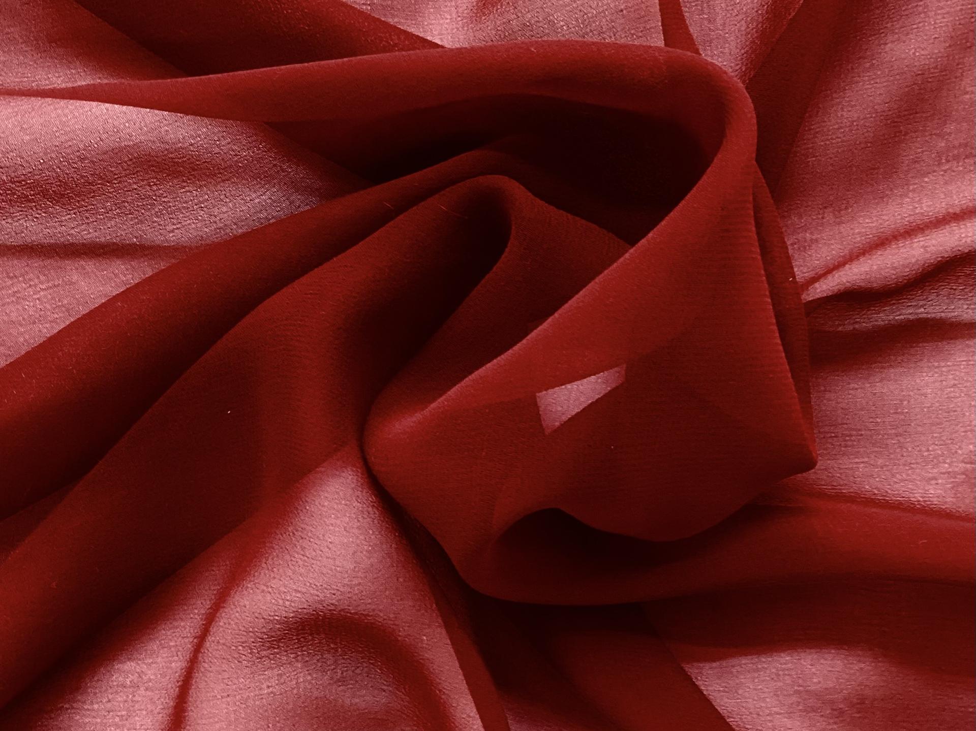 100% Silk Chiffon In Pomegranate 