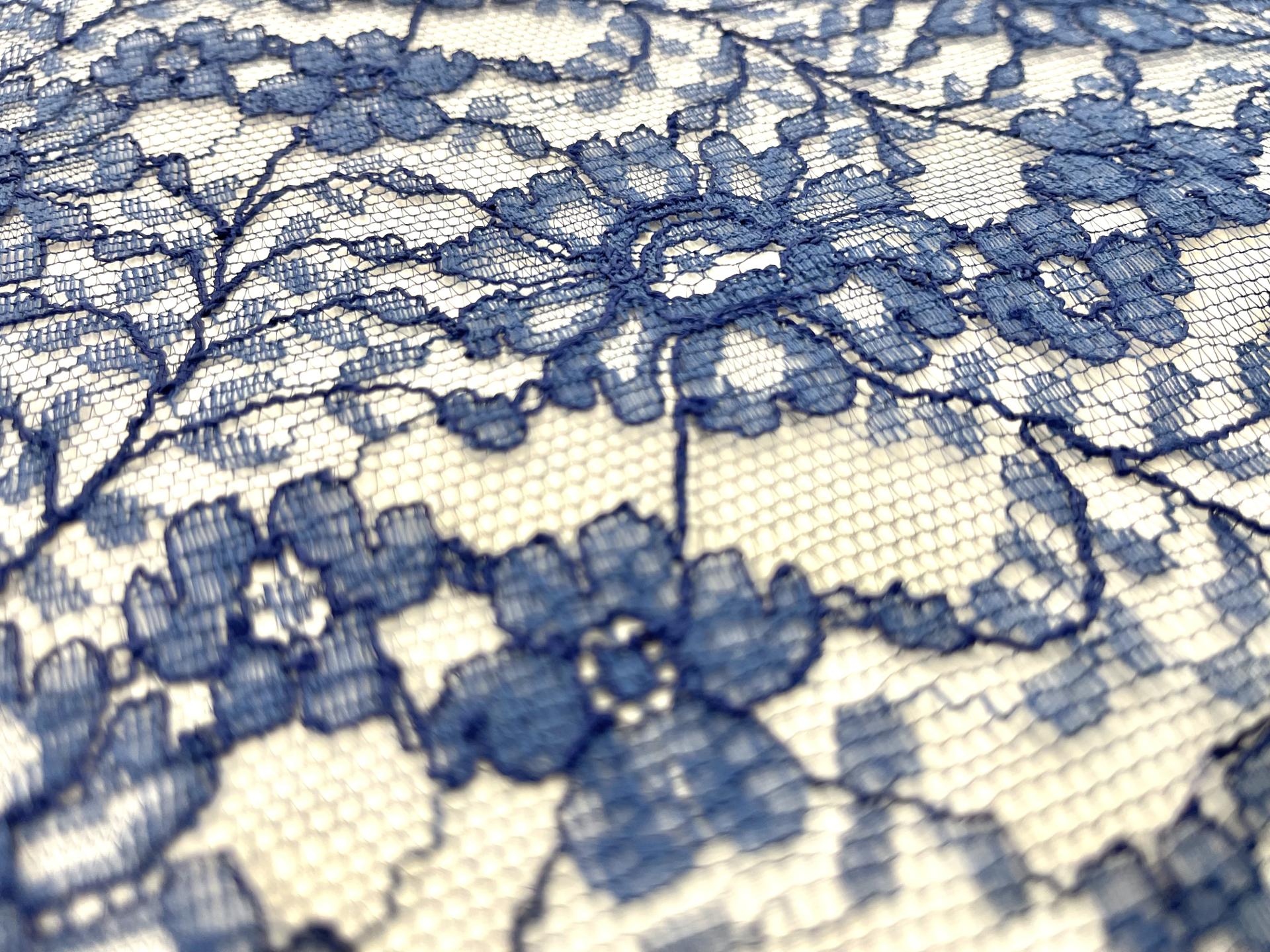 French Chantilly Lace in Dark Royal, CL153/1221.