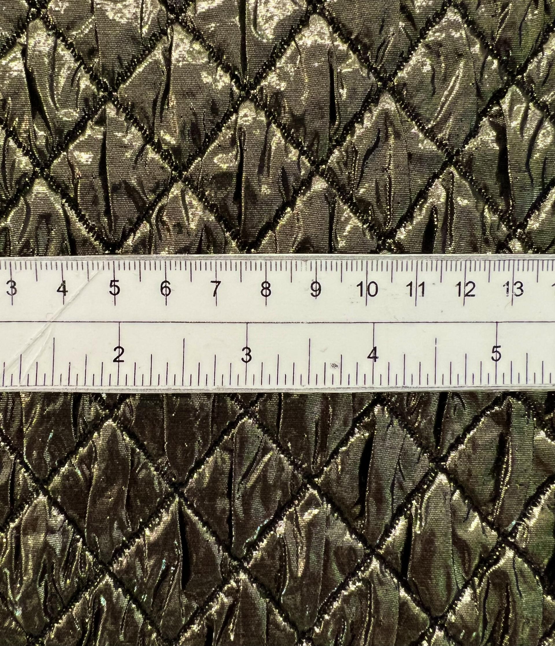 Silk Blend Metallic Diamond Brocade in Gold