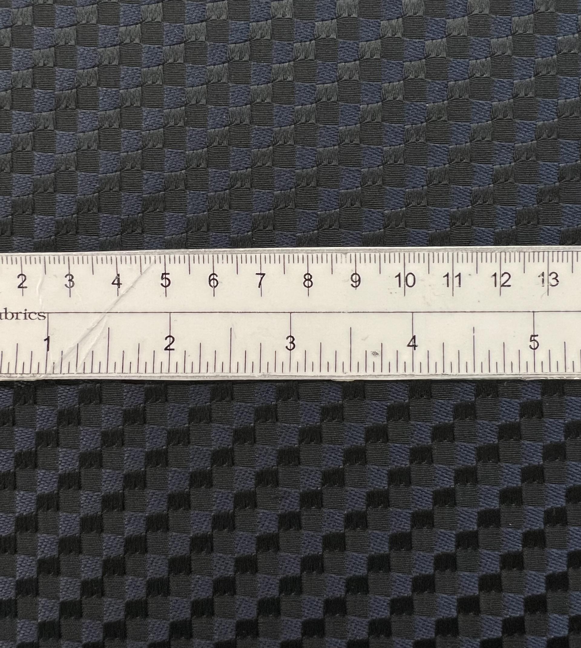 Tone on Tone Geometric Basketweave Brocade in Black & Navy