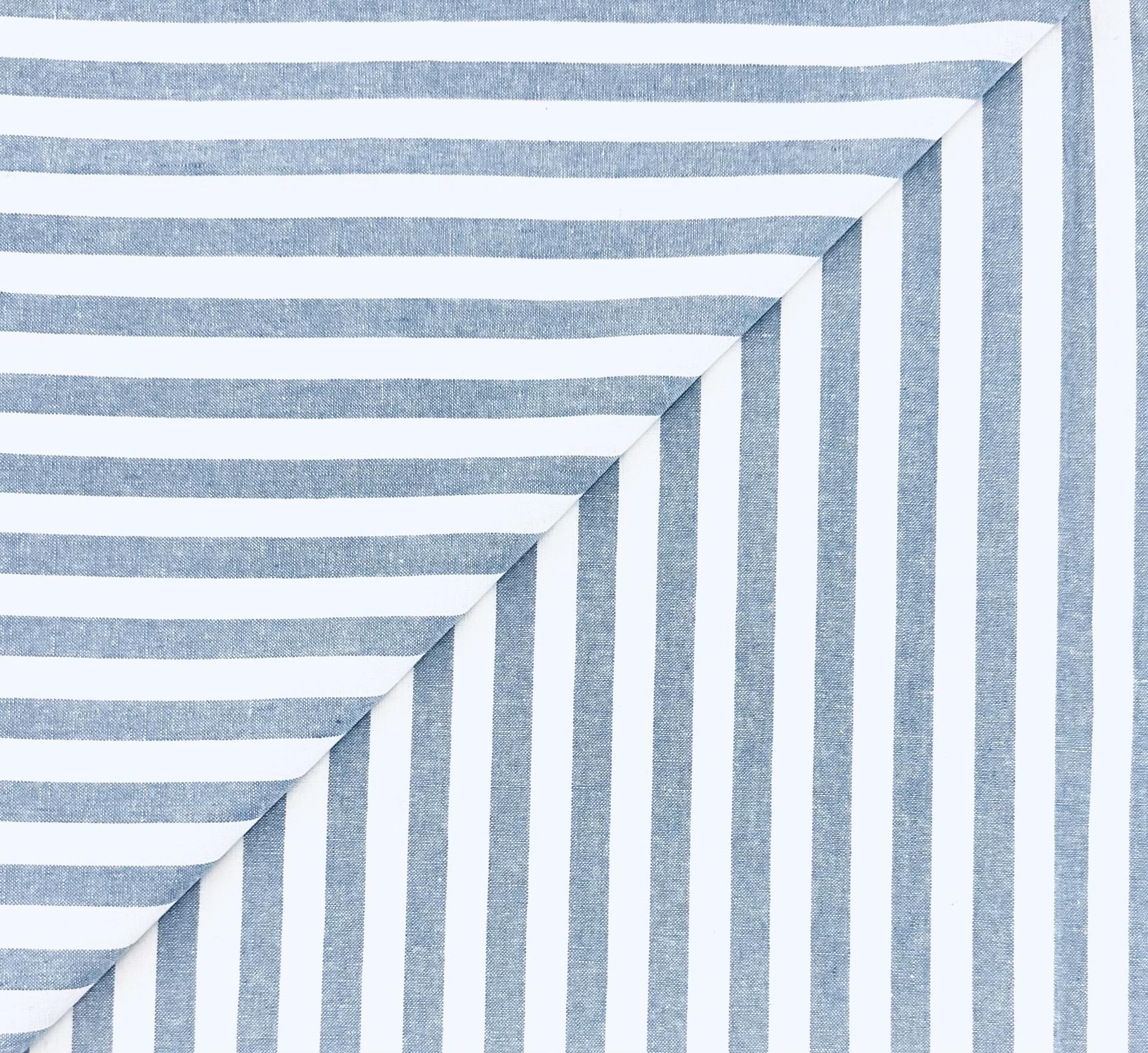 Yarn Dyed Linen Cotton Stripe in Chambray